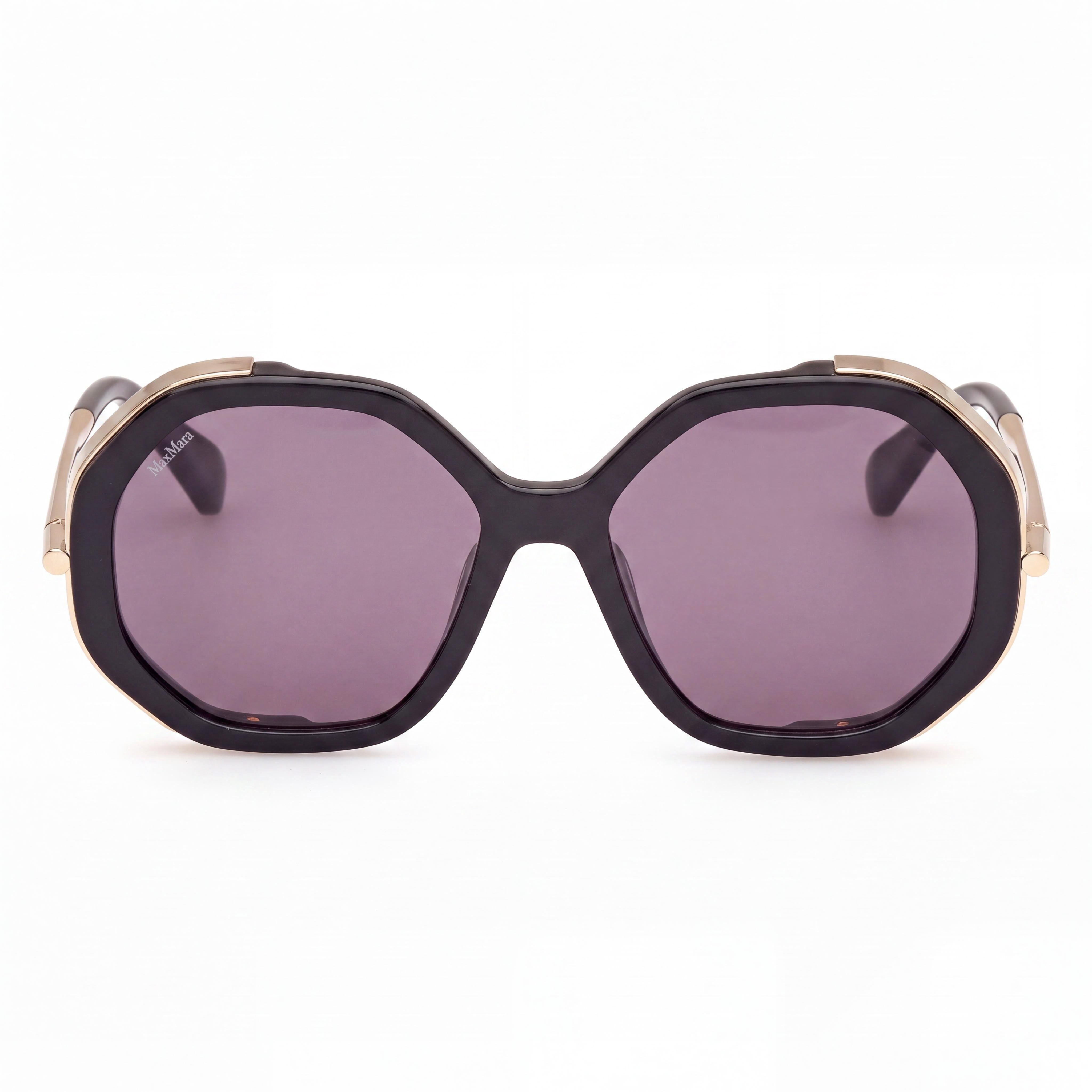 Gafas MaxMara Clásico para mujer de acetato negro brillante no polarizadas 55-17-135, Photo 2