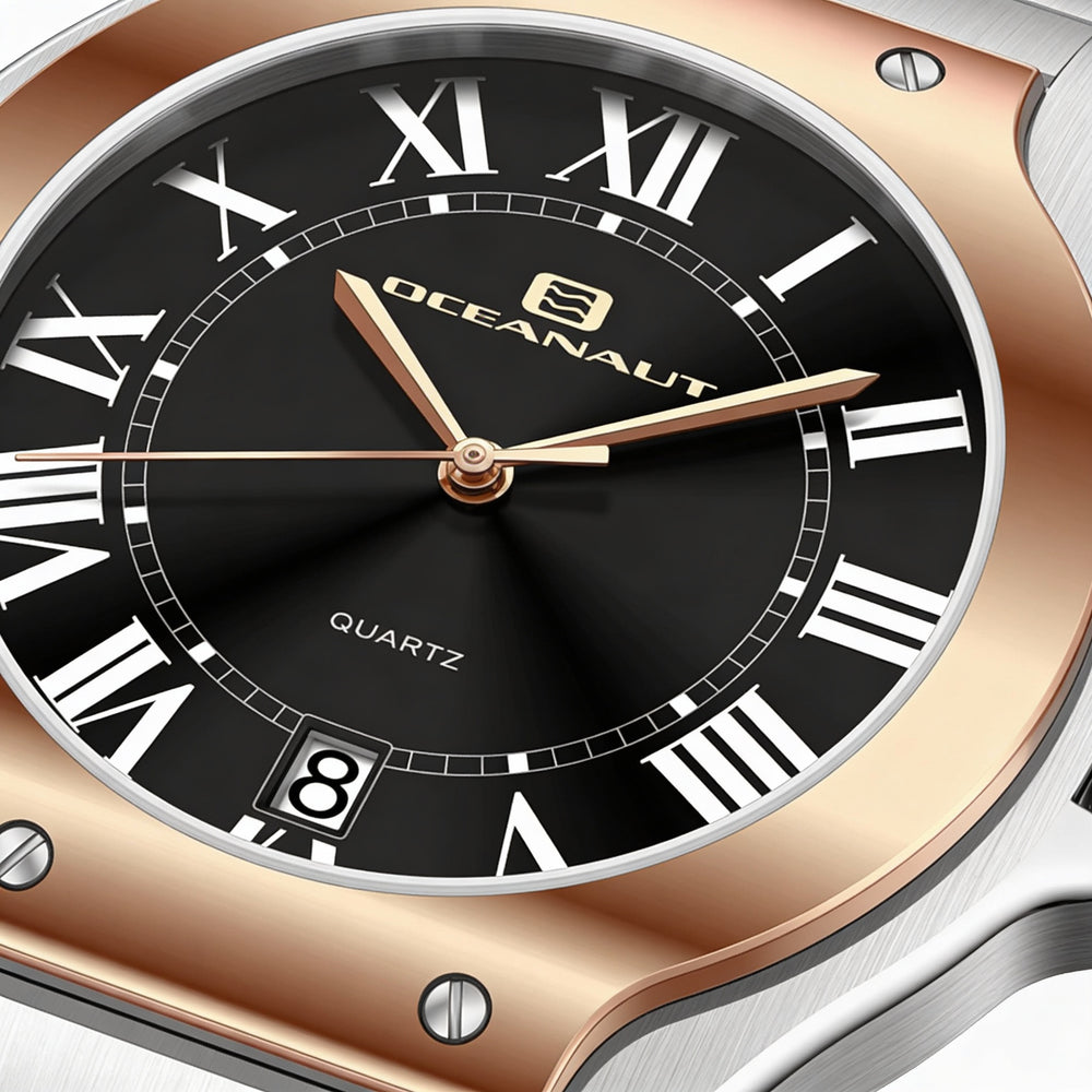 Oceanaut Quartz Movement Women's Black Stainless Steel Water-Resistant Watch with Scratch-Resistant Mineral Crystal