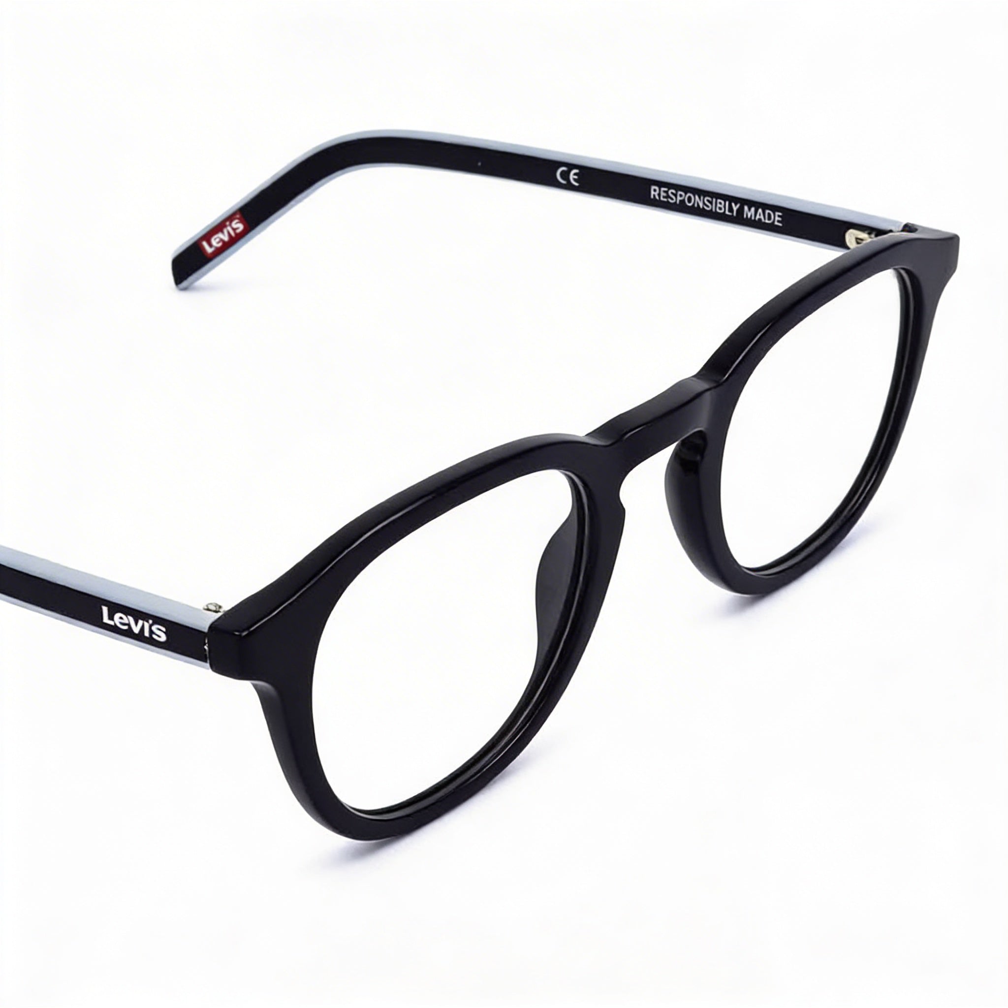 Levi's Classic Unisex Eco PMMA Frame in Black with Black Polycarbonate Lenses Classic Style Eyewear 48mm, Photo 3