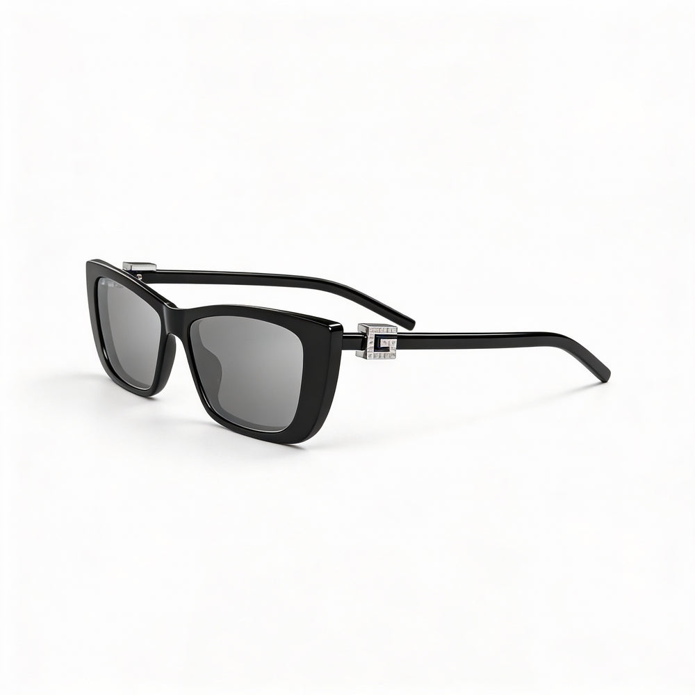 Gafas de sol Gucci Modern para mujer, color negro y plateado, con montura INJECTION y lentes de plástico no polarizadas de 53 mm