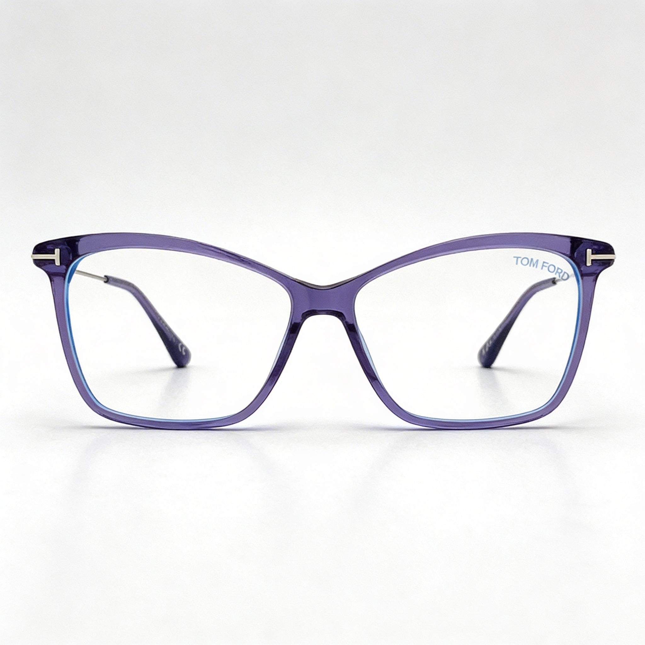 Gafas de mujer Tom Ford Ft5687-b de acetato con lente transparente, paladio violeta brillante, talla 56-14-140, Photo 2