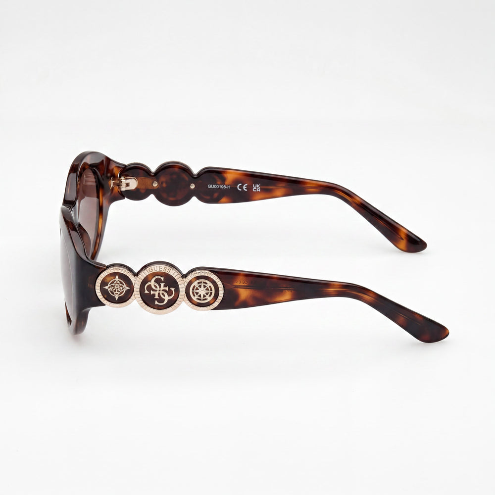 GUESS Oval Peony Plastic Sunglasses Unisex Dark Havana Gradient Brown Polycarbonate Lenses 100% UV Protection 53mm
