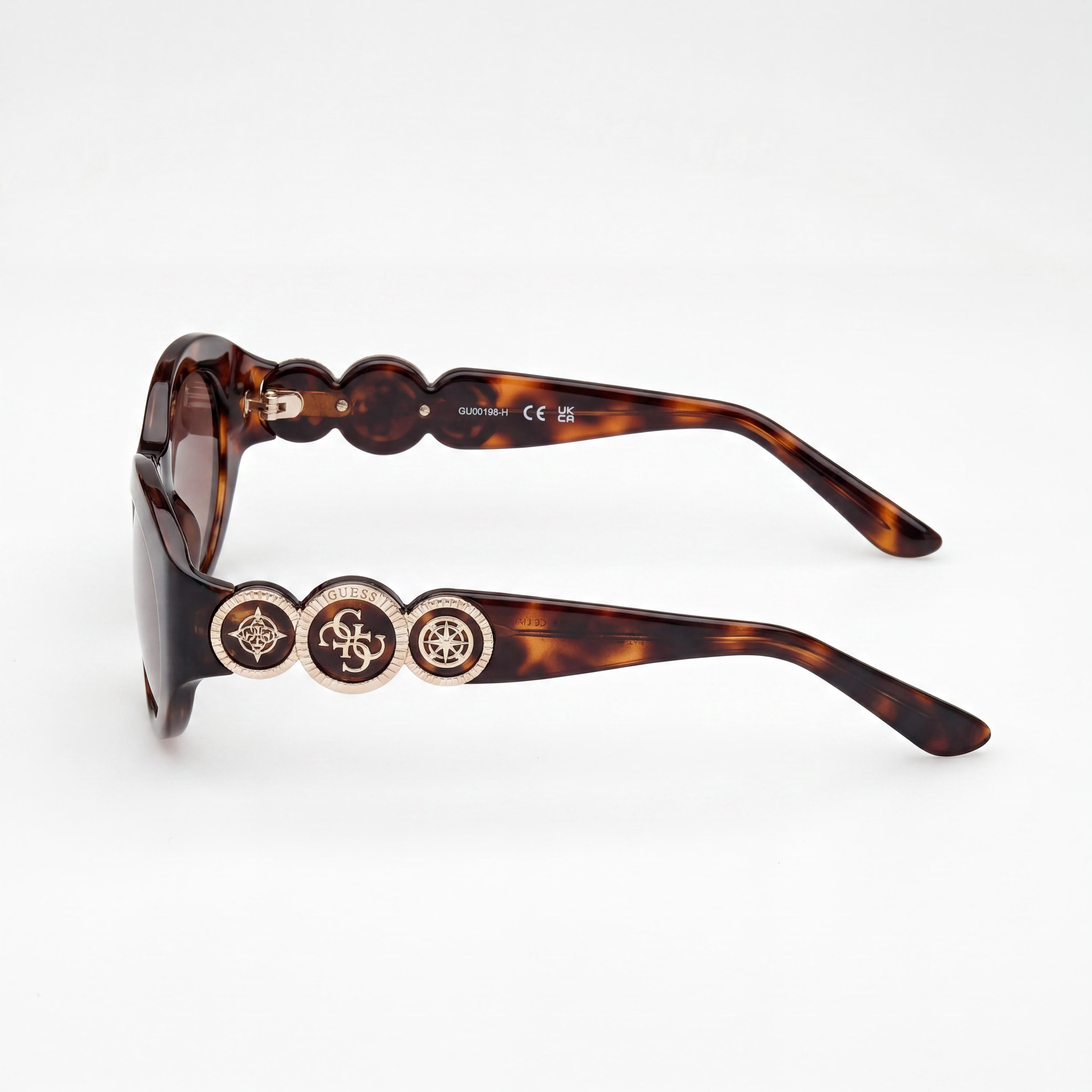 GUESS Oval Peony Plastic Sunglasses Unisex Dark Havana Gradient Brown Polycarbonate Lenses 100% UV Protection 53mm, Photo 3