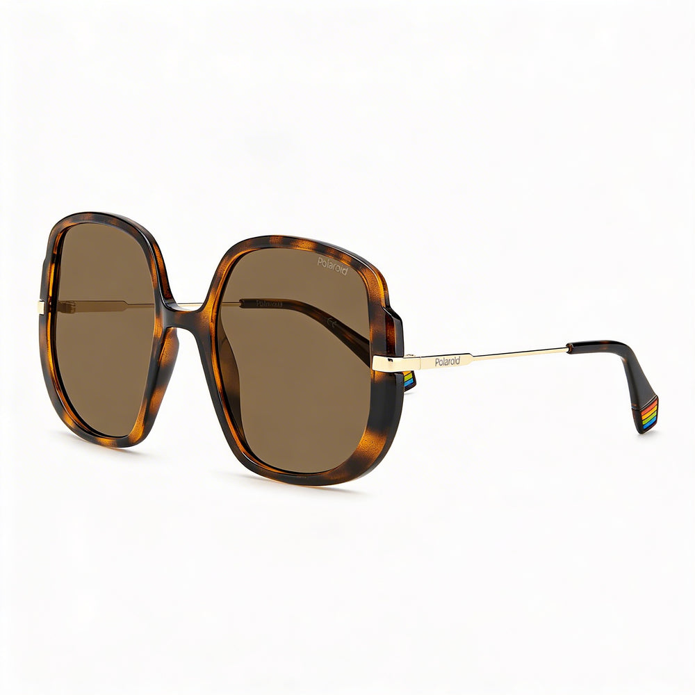 Polaroid Eyewear BUTTERFLY Women's Havana Polycarbonate Frame Bronze Polarized UV Protected Sunglasses 53mm