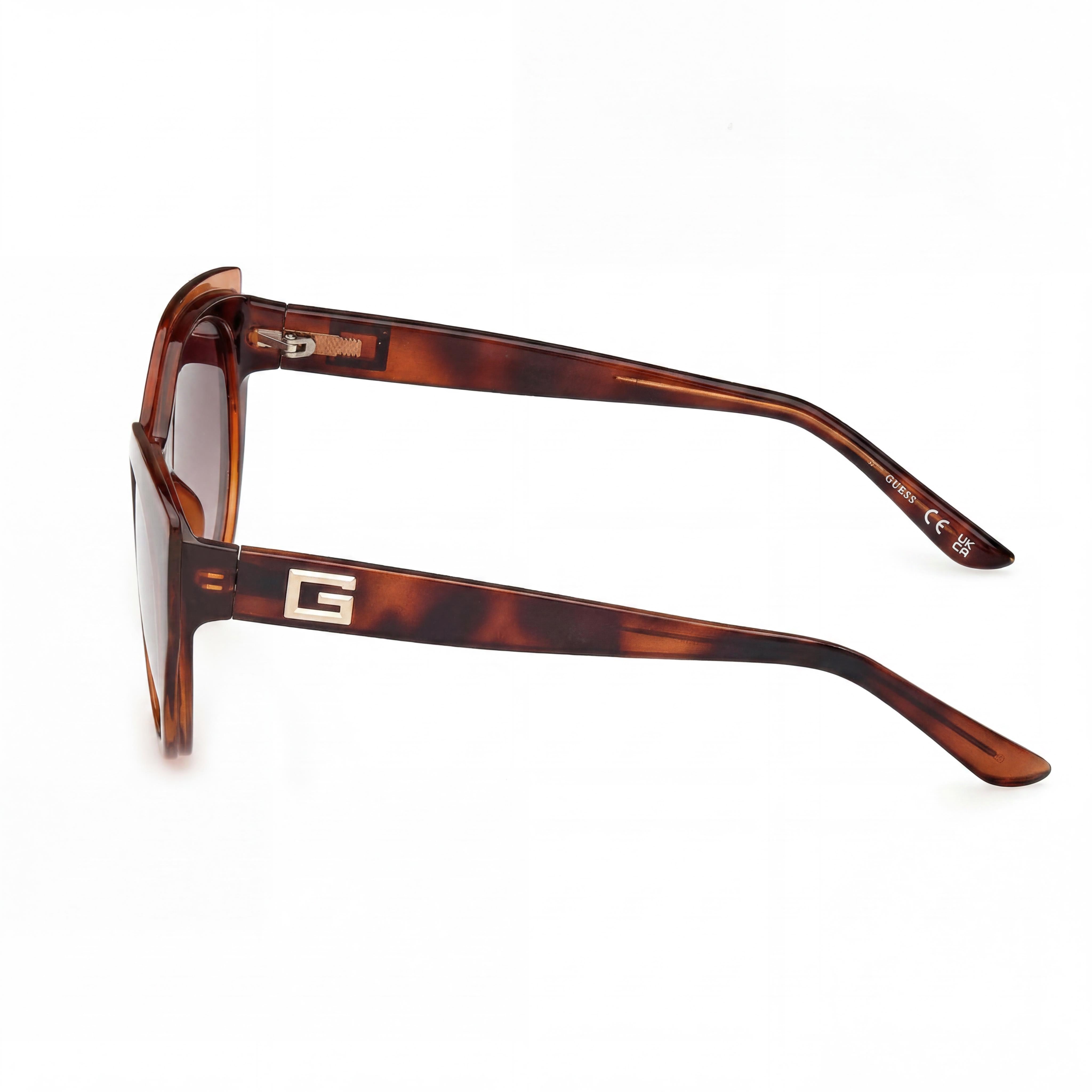 GUESS Women's Round Sunglasses, UV Protection, Composite Dark Havana Frame, Gradient Brown Polycarbonate Lenses, 53mm, Photo 3
