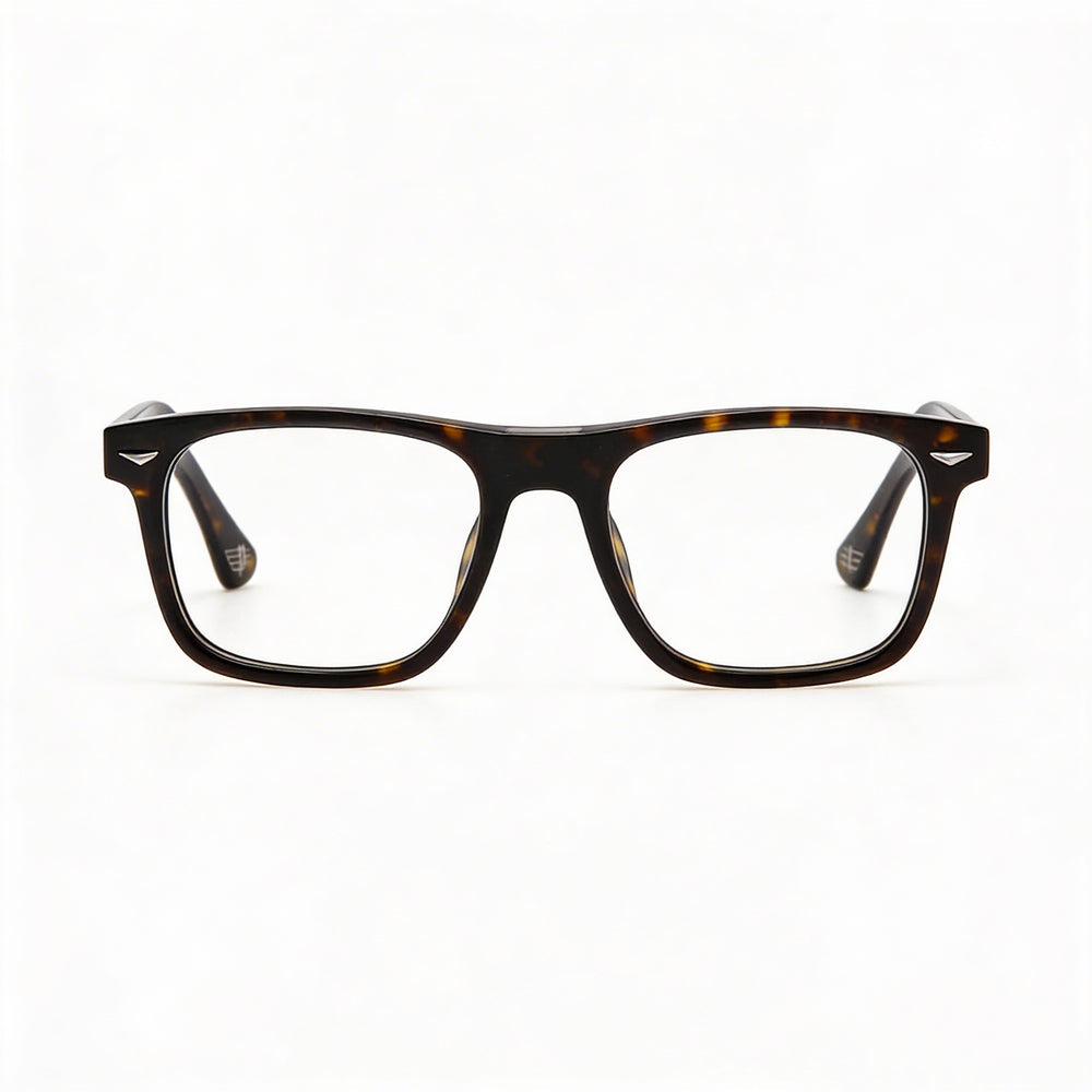 Police Casual Men's Optical Eyeglasses with Shiny Black Acetate Frame and Plastic Lenses, Lens Width 52mm