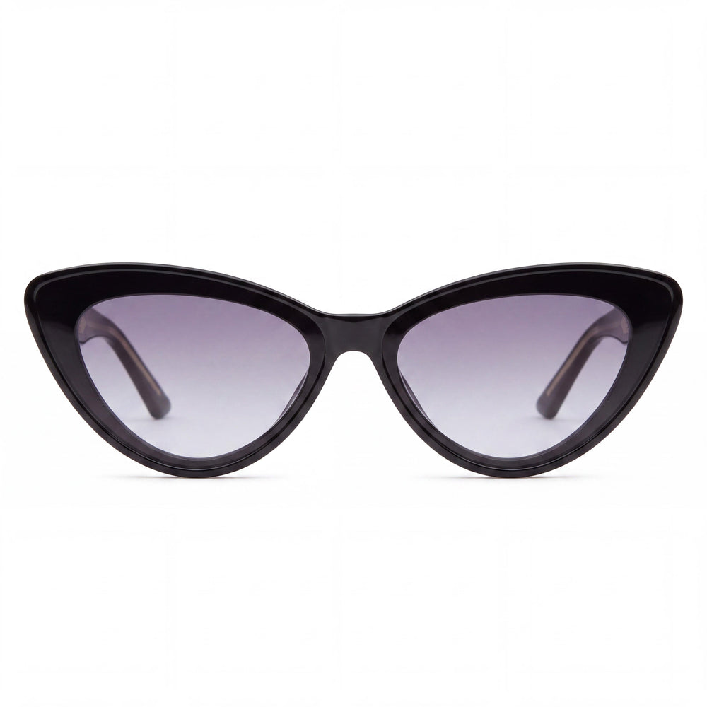 Gafas de sol QUAY AUSTRALIA TEMPTED Cat Eye para mujer, montura de plástico negro, lentes de humo con protección UV, 145mm