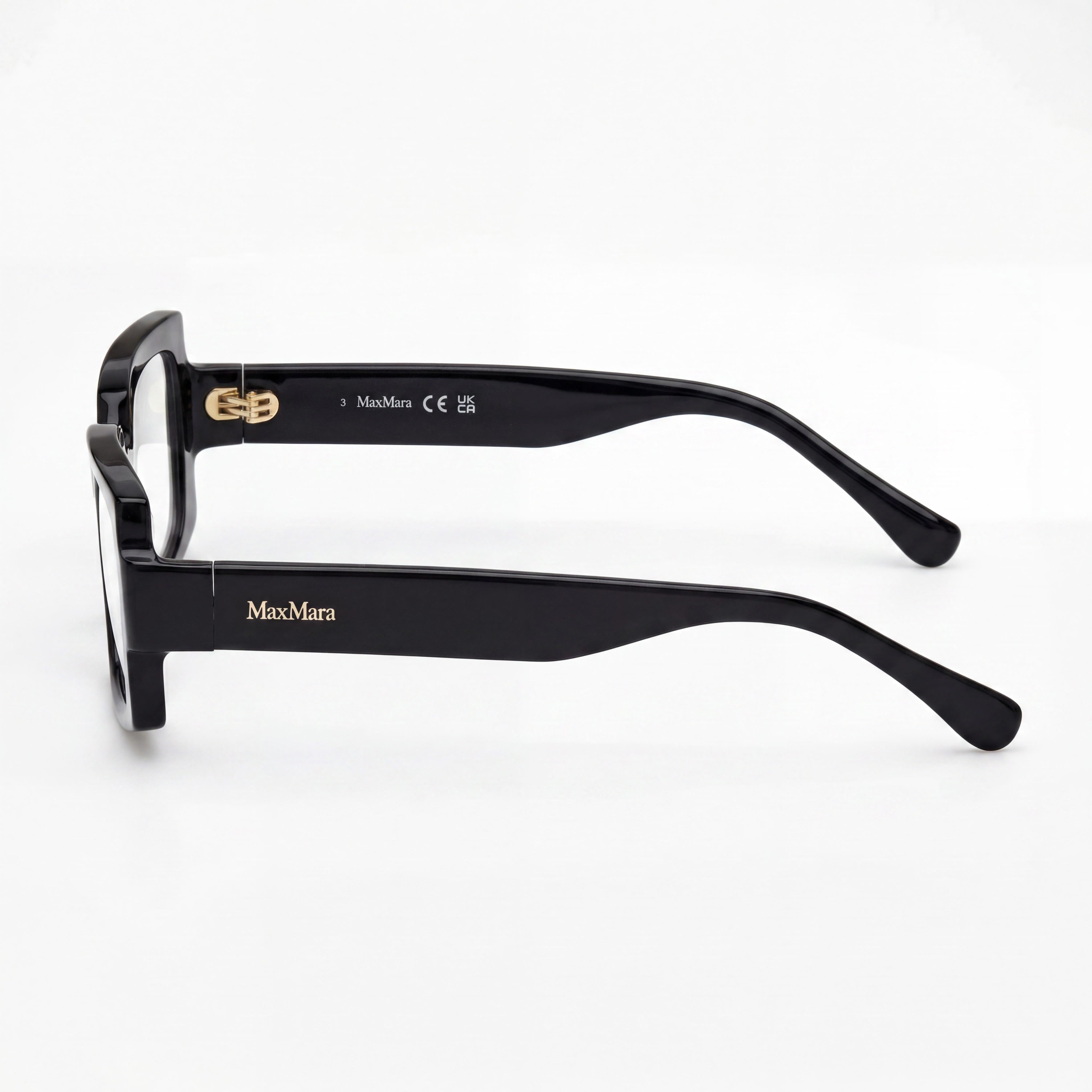 Gafas transparentes polarizadas MaxMara MODERNO para mujer, montura de plástico ligera brillante negra de 54 mm, Photo 2