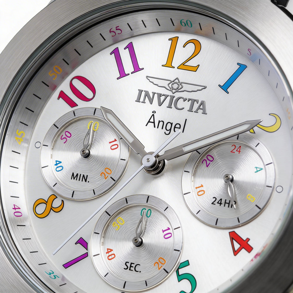 Reloj cronógrafo unisex Invicta Angel 49802 con caja de acero inoxidable plateada y correa de silicona, 40 mm