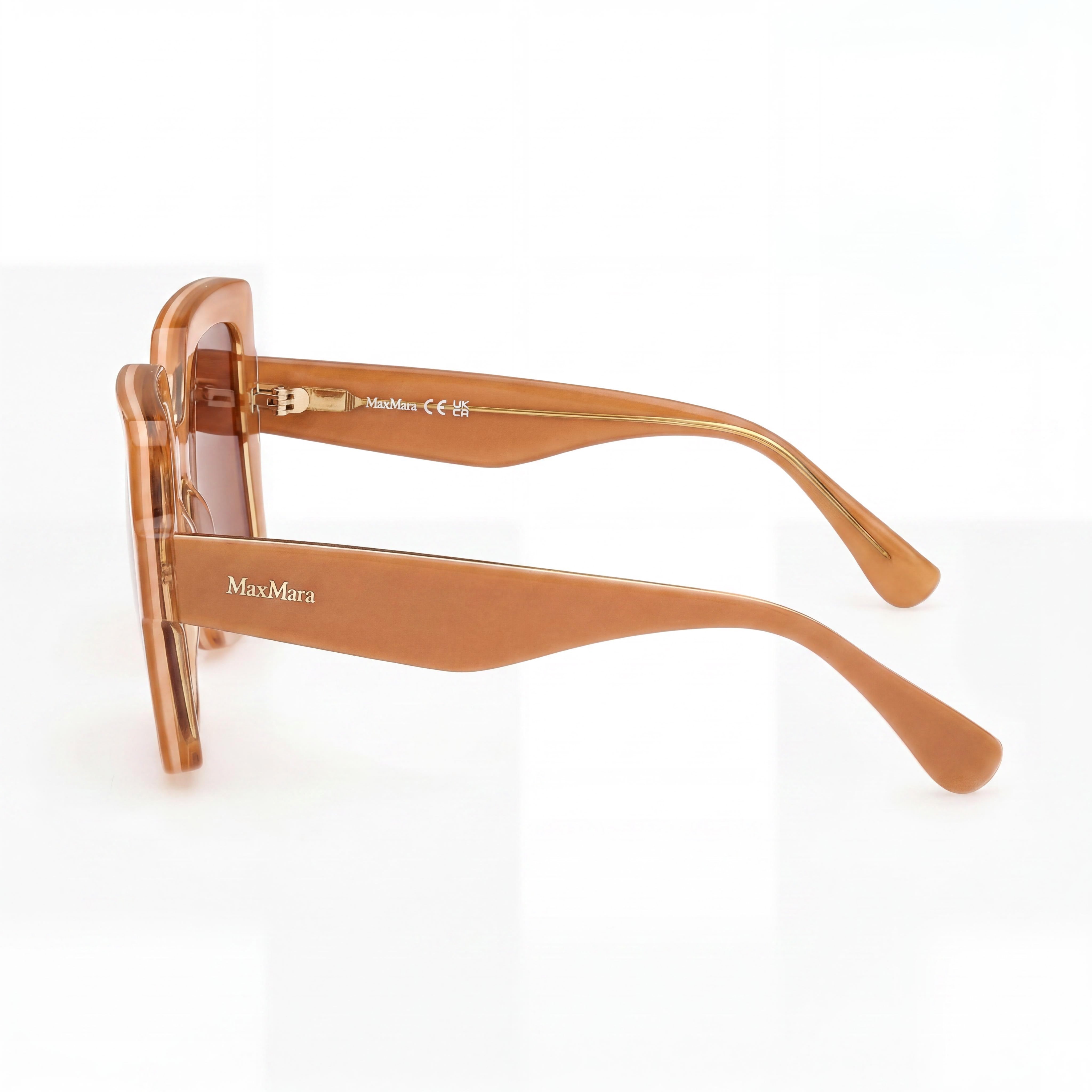 MaxMara Clásico Women's Shiny Light Orange Acetate Eyewear, Orange Lenses, 56mm Lens Width, 18mm Bridge, Photo 3