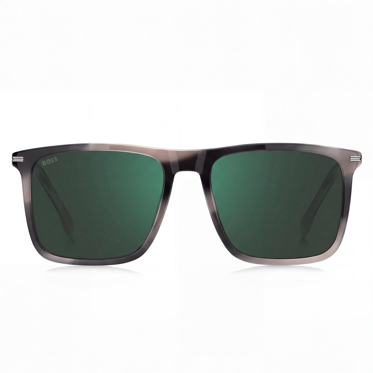 HUGO BOSS BLACK Boss 1750/G/S Square Flat Top Women's Acetate Lightweight Sunglasses Grey Horn Green Mirror 100% UV Protection 56mm, Photo 2