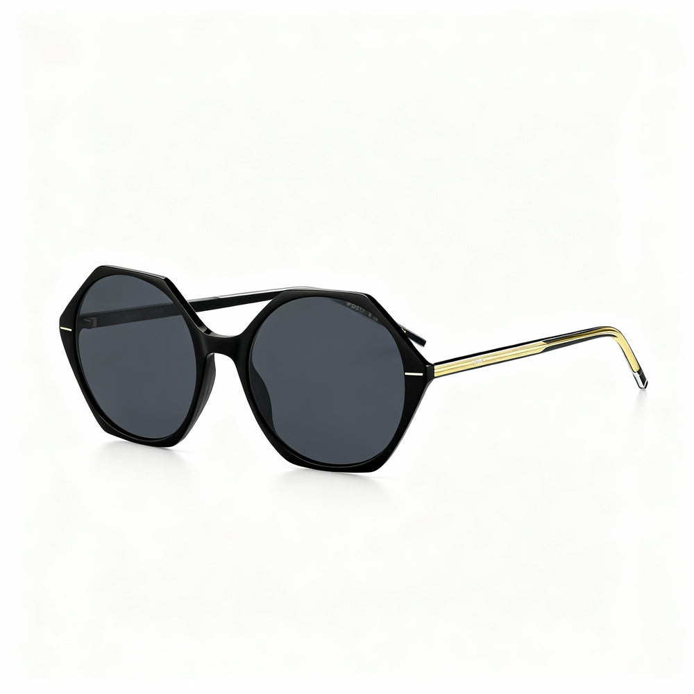 HUGO BOSS Light & Minimal Women's Acetate Non-Polarized Sunglasses Black Crystal Grey 56-18-140