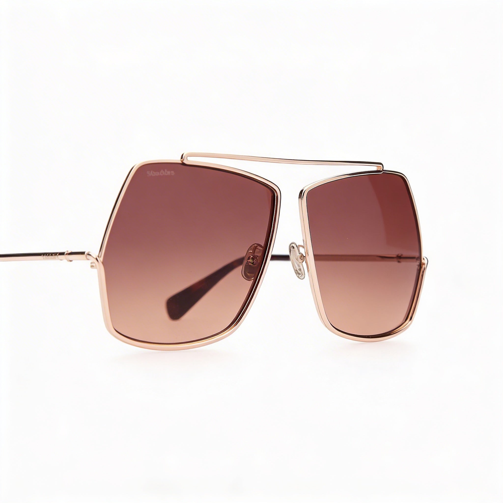MaxMara Classic Women's Shiny Rose Gold Metal Frame Non-Polarized Gradient Brown Sunglasses 64mm, Photo 3