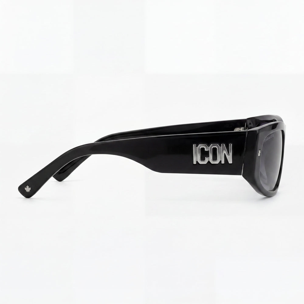 Gafas de sol DSQUARED2 casuales para hombre, montura de acetato negro con lentes de policarbonato sombreadas gris oscuro, 57 mm de ancho de lente