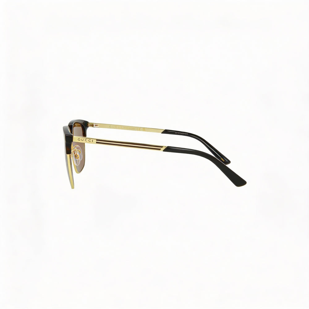 Gucci Unisex Square/Rectangle Havana Gold Brown Plastic Anti-Reflective UV Protection Sunglasses 55mm