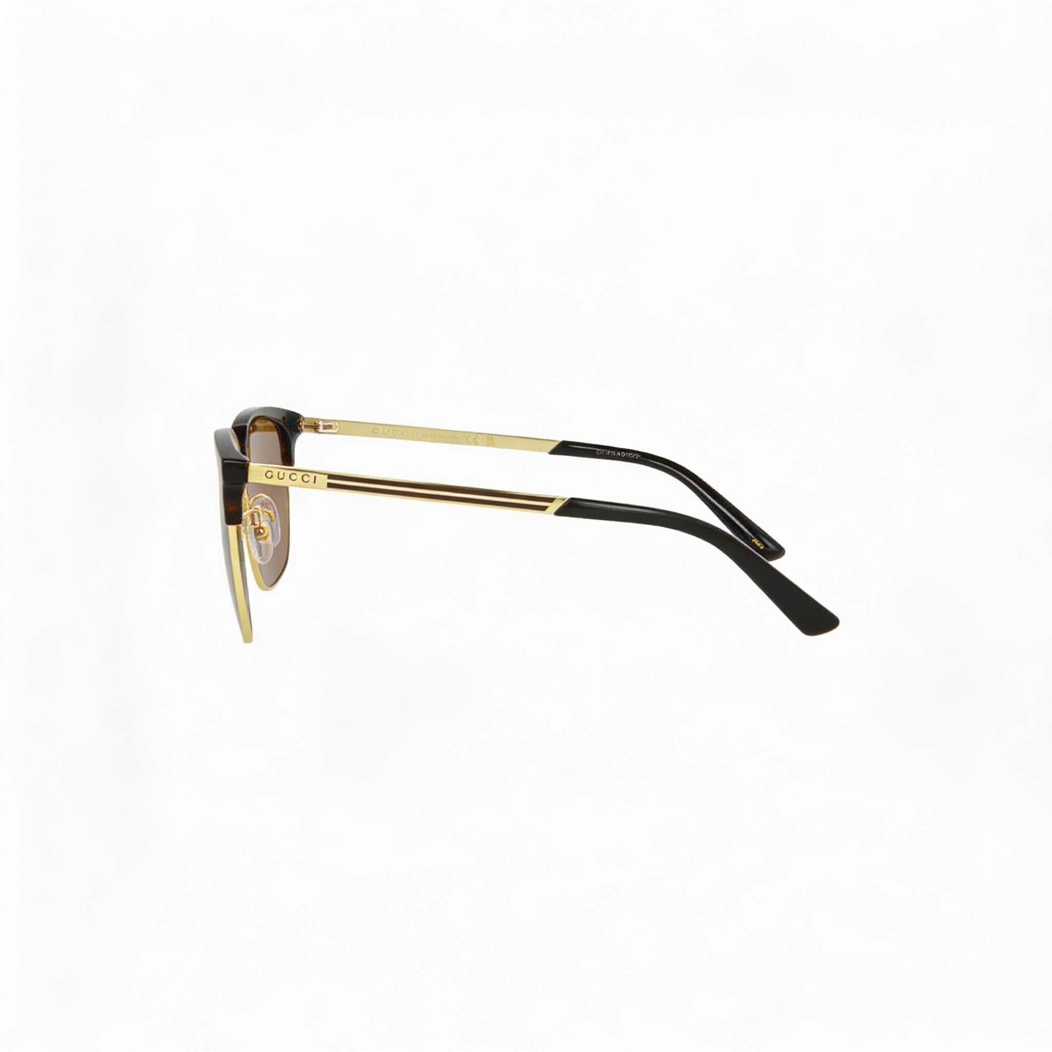 Gucci Unisex Square/Rectangle Havana Gold Brown Plastic Anti-Reflective UV Protection Sunglasses 55mm, Photo 3