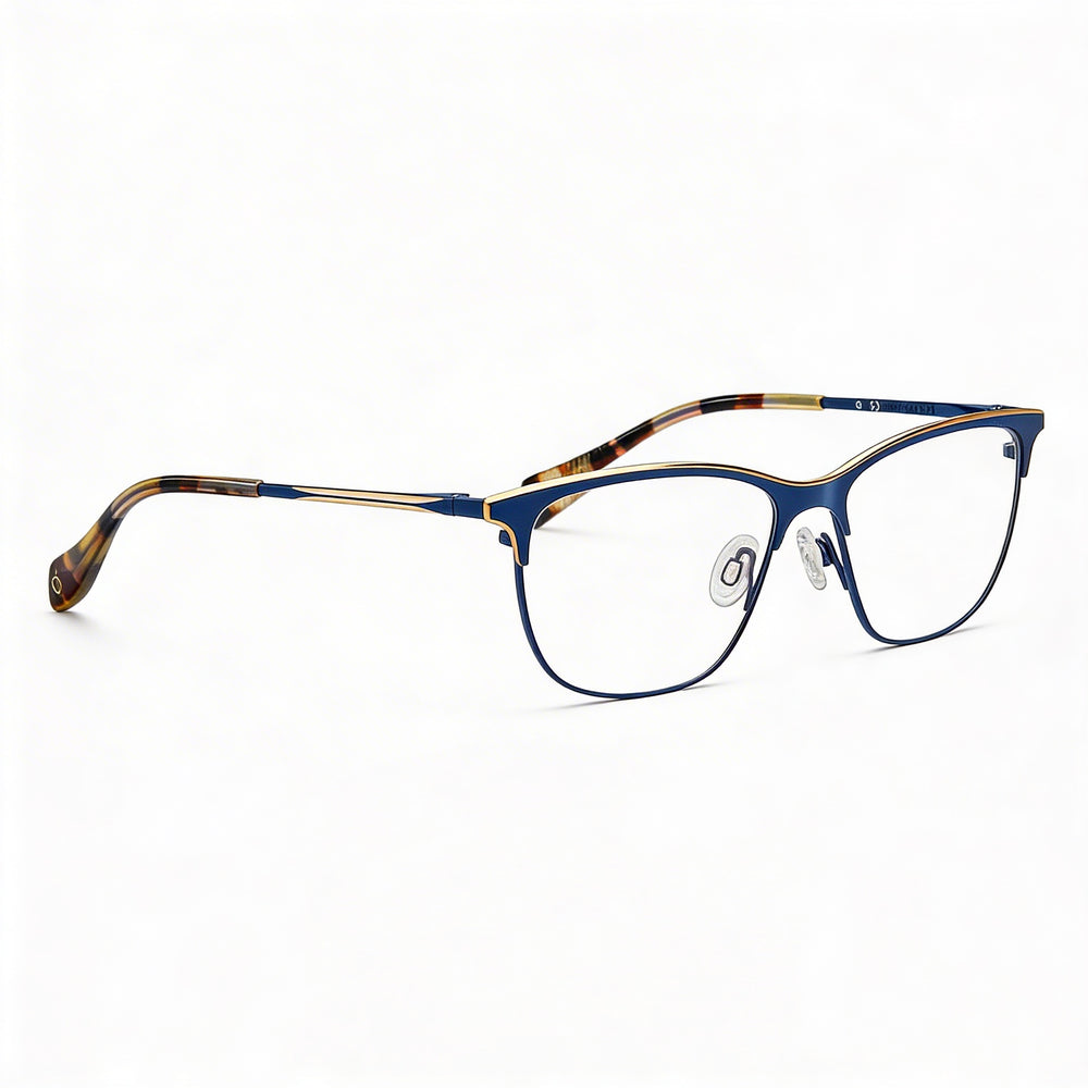 Gafas de sol rectangulares de acero inoxidable azul para mujer Rag & Bone RNB3034, con montura completa, lentes de 54 mm, puente de 15 mm y patillas de 135 mm.