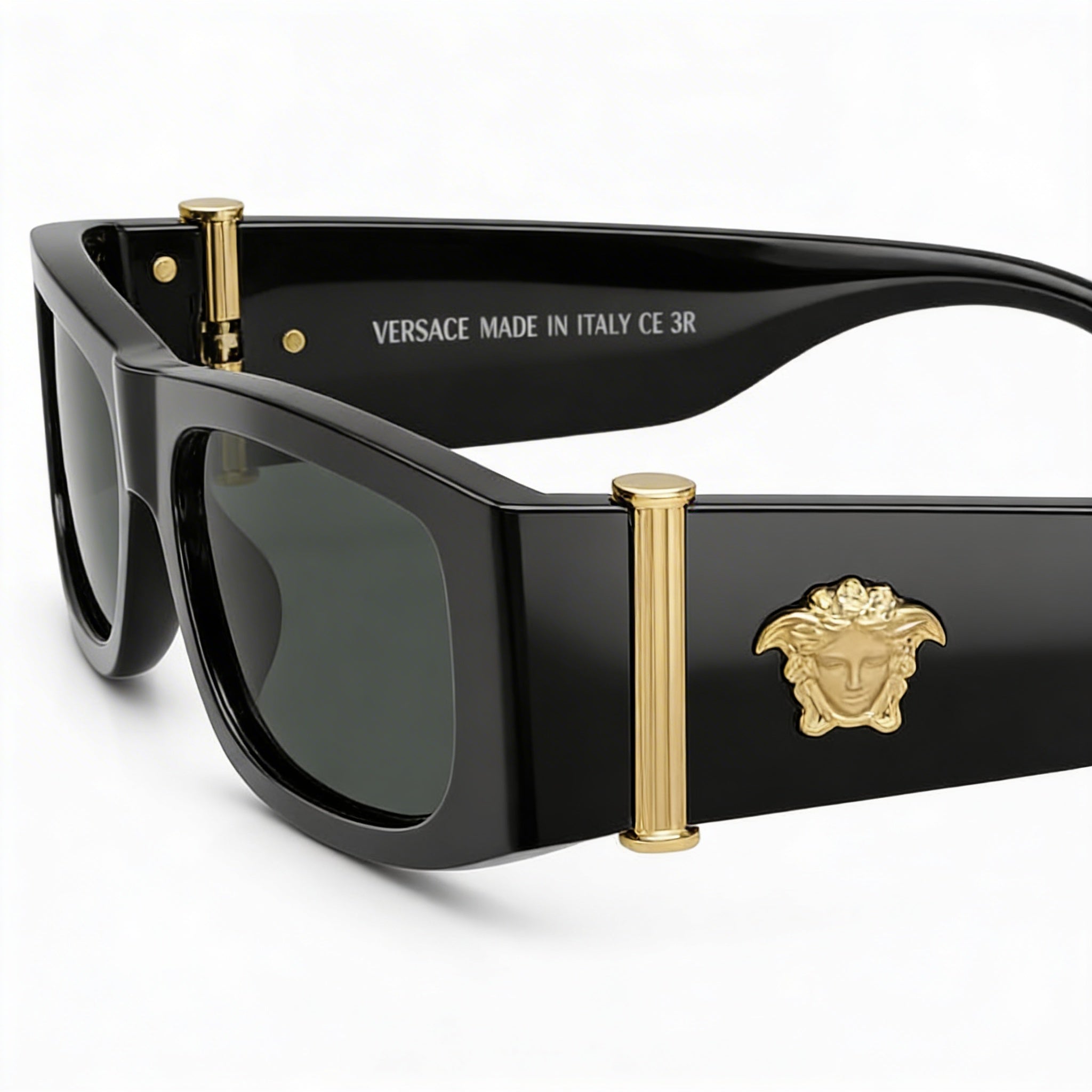 Gafas de sol unisex Versace Ve 4476 U con montura de acetato gris oscuro y lentes de policarbonato gris oscuro, talla 55, Photo 3