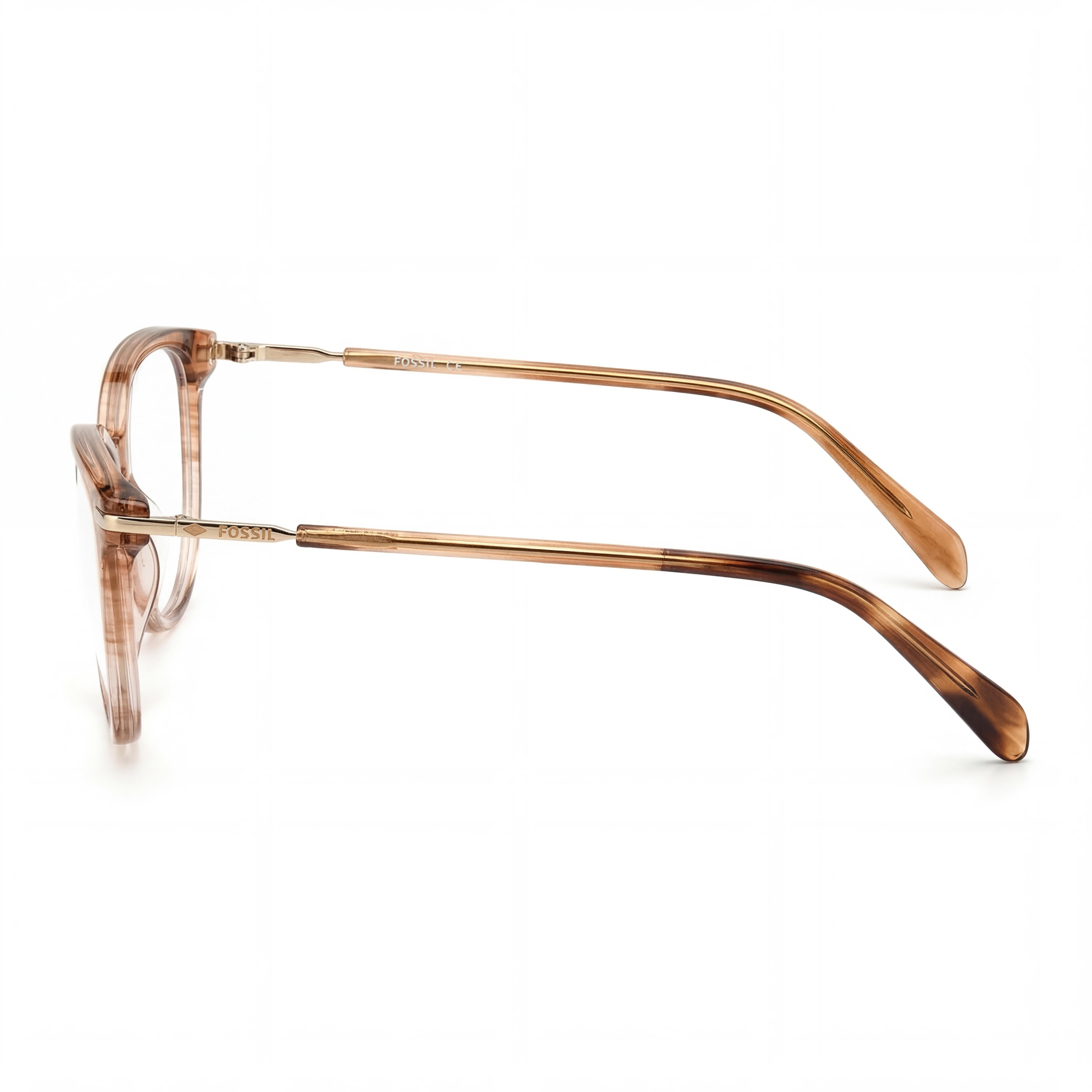 Fossil Modern Women's Eyeglasses featuring Full Rim Acetate Frame in Horn Beige, Size 51-17-140, Photo 3
