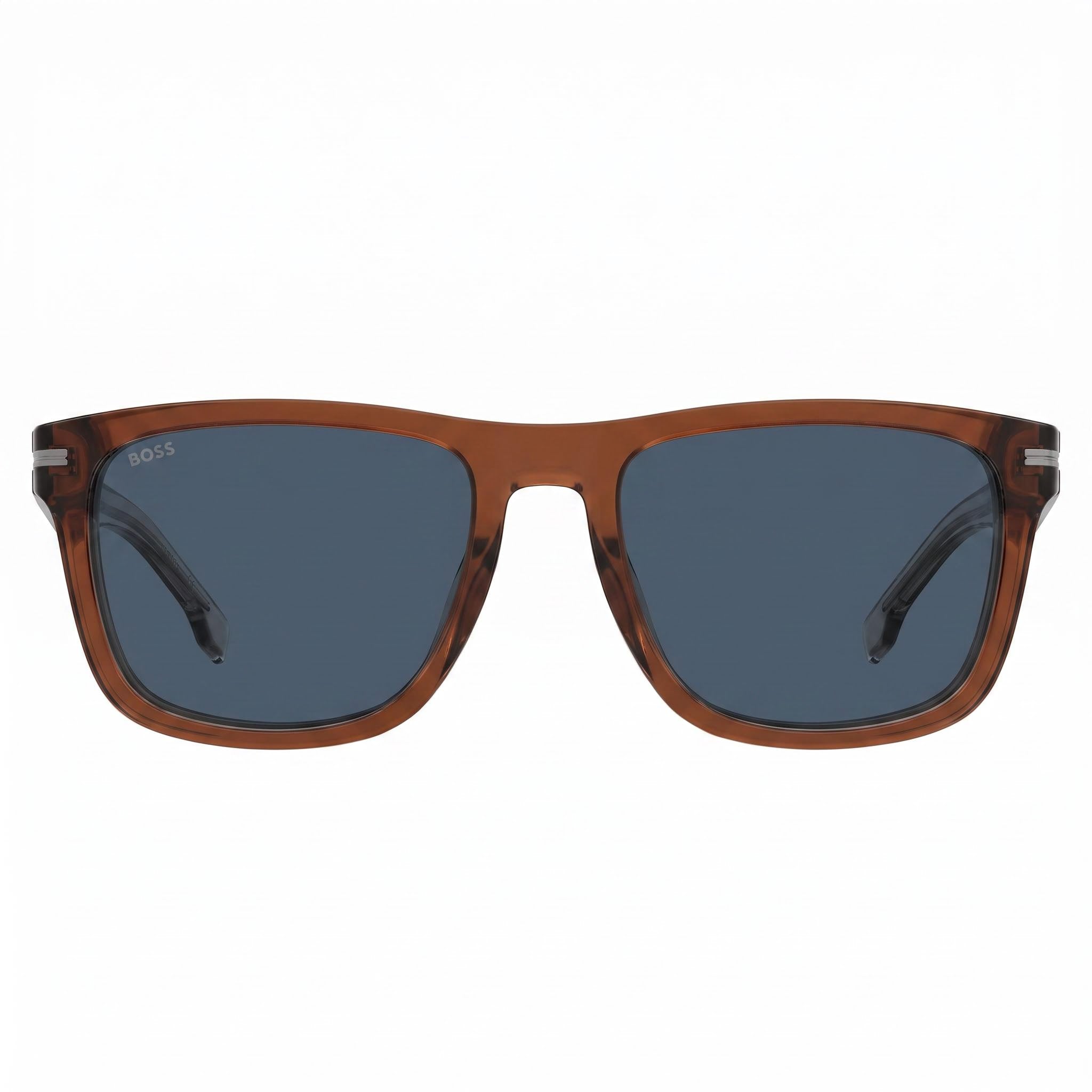Gafas de sol de acetato ecológico marrón para hombre Hugo Boss Boss 1626/S con lentes azules, protección UV, 55mm, Photo 2