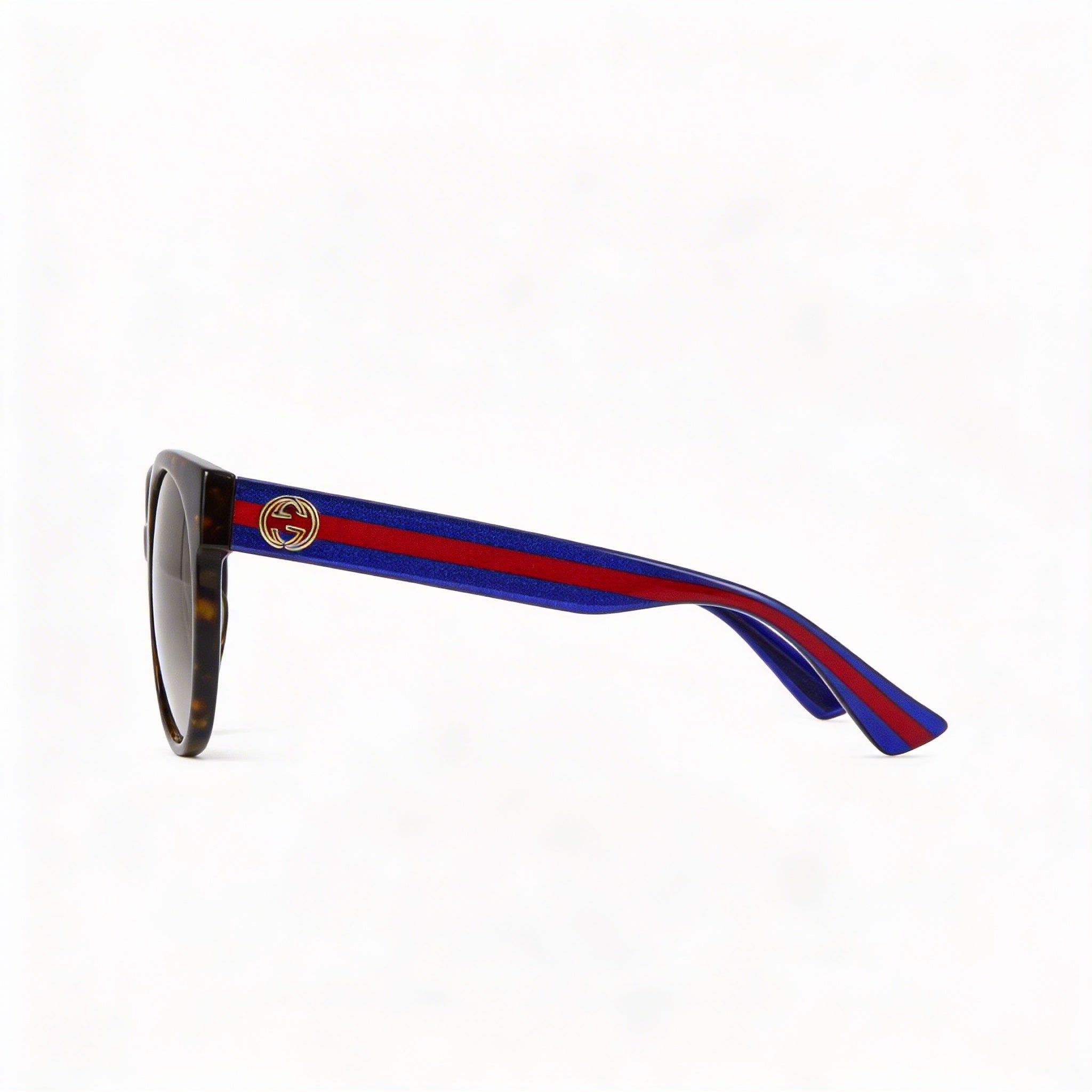Gucci Gg0035sn-004 Gafas de Sol de Acetato Marrón Oscuro para Mujer con Lentes Marrón Azul Habanera Protección UV 54mm, Photo 3