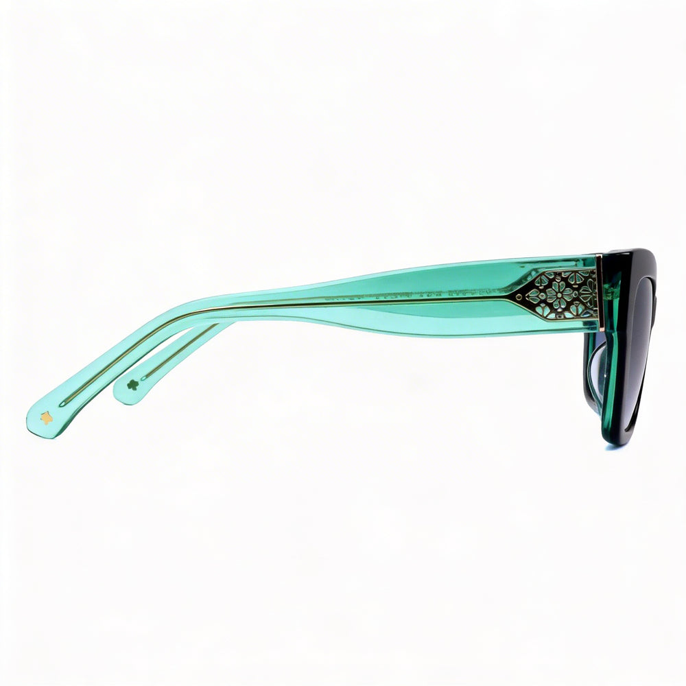 Gafas de sol Kate Spade New York Valeria/S para mujer, de acetato negro, con forma de ojo de gato y lentes sombreados en gris oscuro, 53 mm