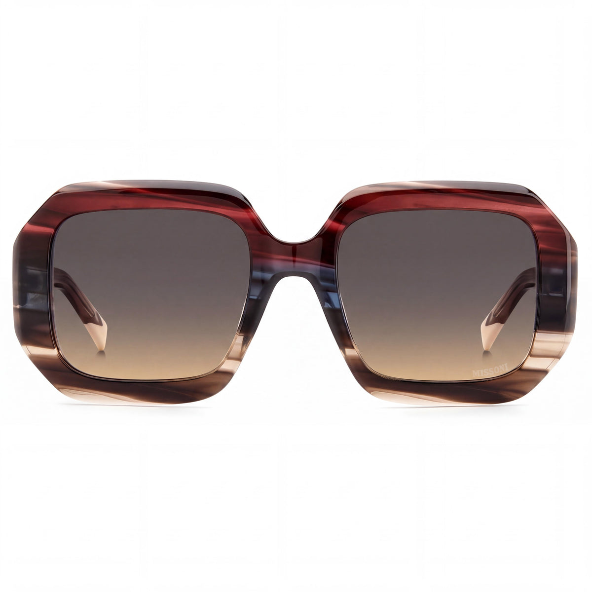 M Missoni 0113/s Women's Square Full Rim Acetate Brown Horn Red Gradient UV Protected Sunglasses 53mm, Photo 2