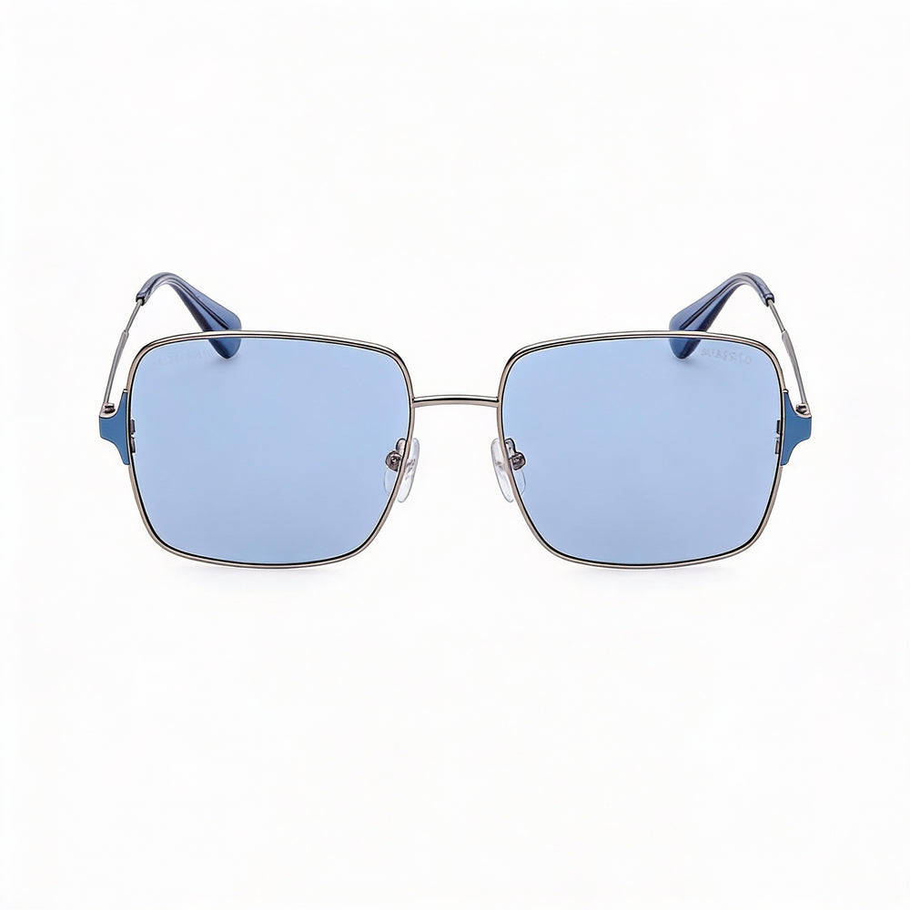 Gafas de sol casuales Max & Co. para mujer, con protección UV y lentes de metal gris rutenio brillante, 56-17-140