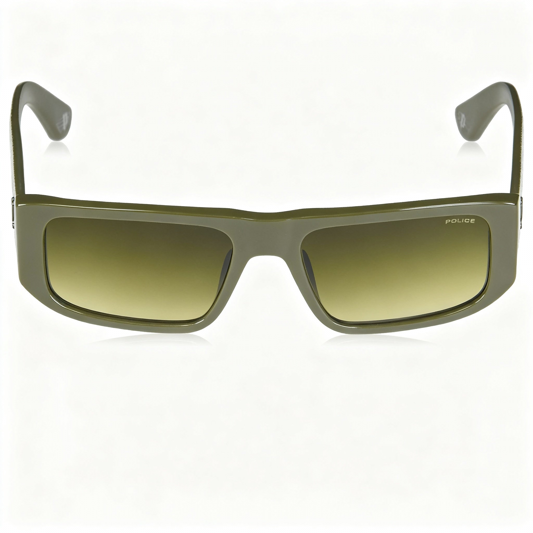 Police SPLL13 Men's Casual Square Polycarbonate Sunglasses, UV Protection, Olive Green Frame, Green Gradient Lens 55mm, Photo 3