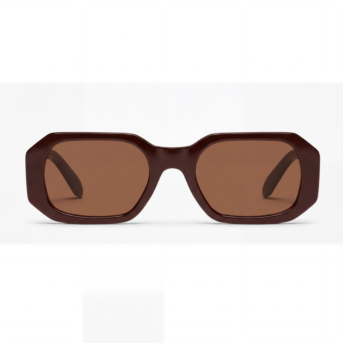 QUAY AUSTRALIA HYPED UP Unisex Square Champagne Brown Plastic Frame Brown Lens Non-Polarized Sunglasses 53mm, Photo 2