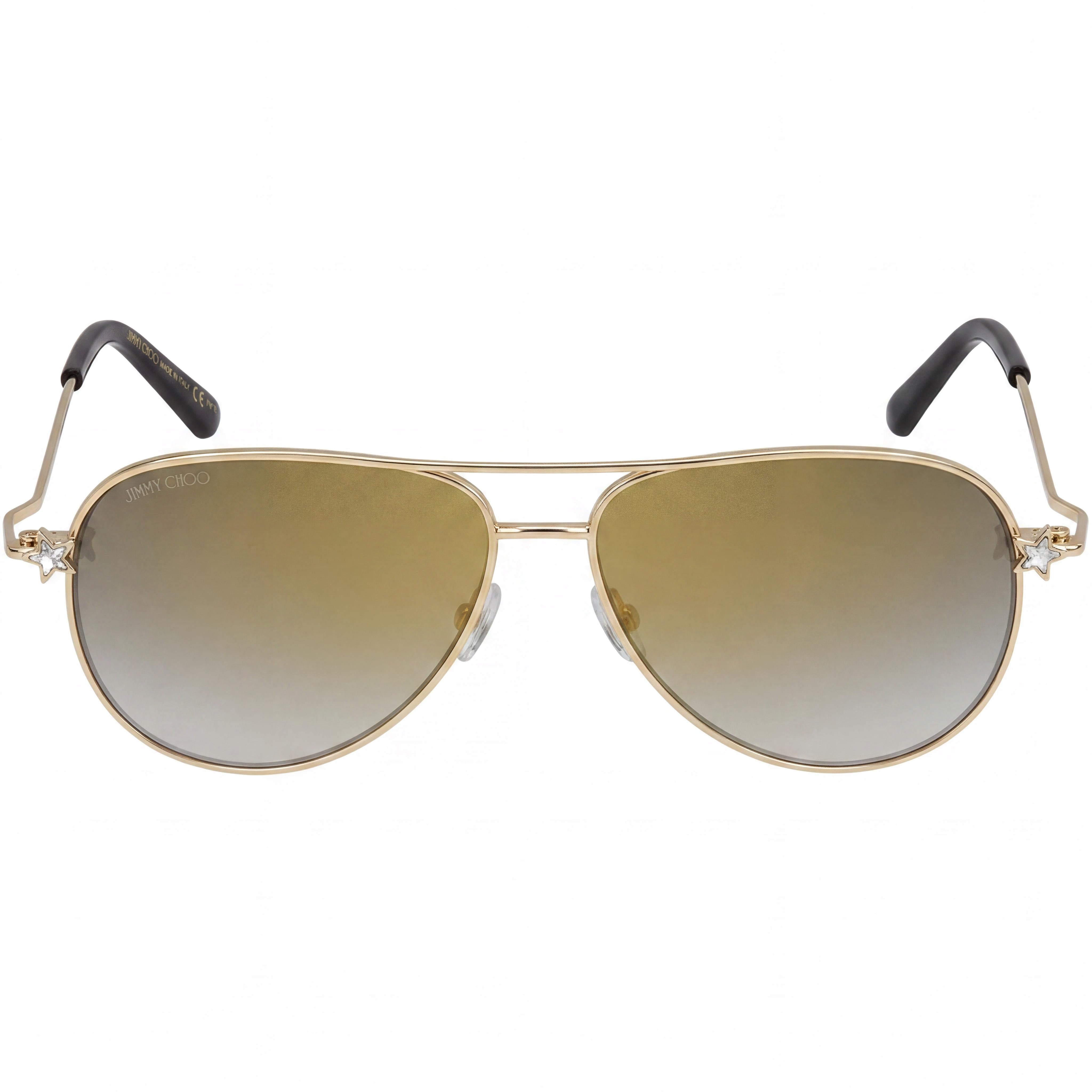 JIMMY CHOO Sansa/S - Gafas de sol estilo piloto para mujer, de acero inoxidable, con cristales y diamantes dorados, degradado dorado, 58 mm, Photo 2