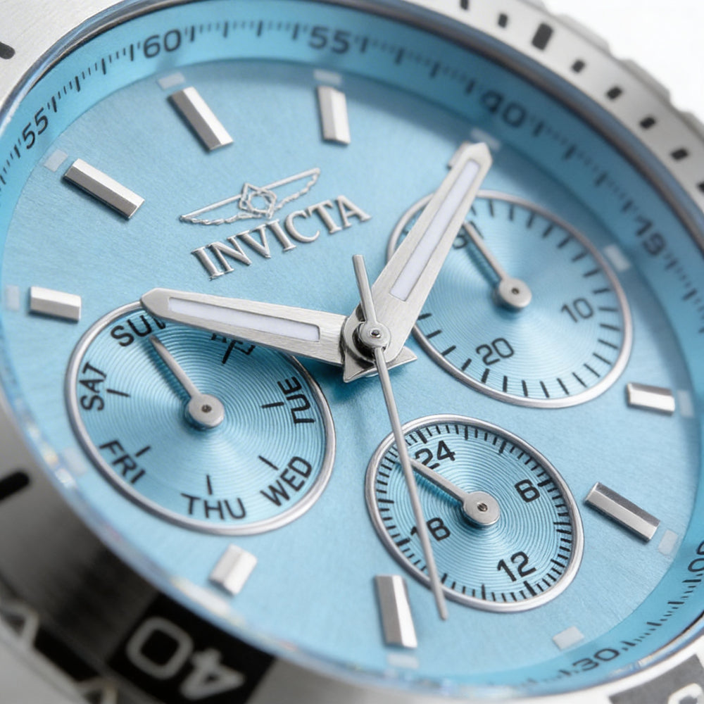 Reloj Invicta Aviator 49891 unisex de acero inoxidable con esfera azul y silicona, cronógrafo de 38 mm