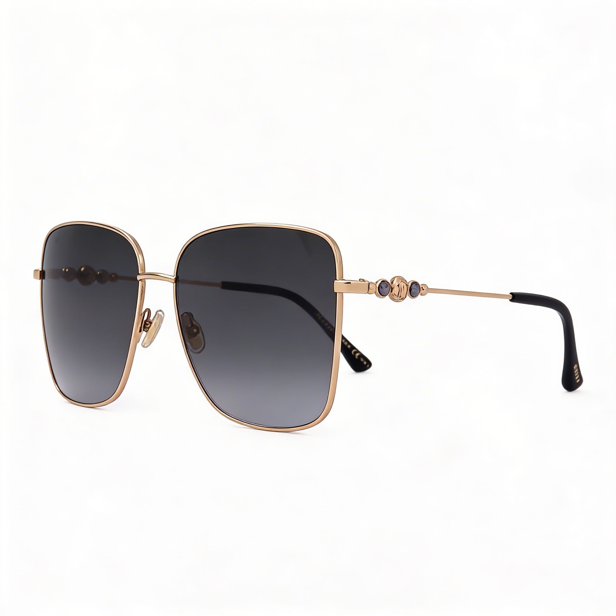 JIMMY CHOO Hester/S Women's Black Gold Stainless Steel Square Grey Gradient 100% UV Protection 59mm Sunglasses, Photo 3