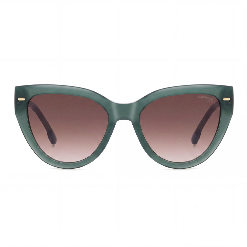 Carrera 3017/S Women's Green Acetate Cat Eye Sunglasses with Brown Shaded Lenses providing UV Protection 55mm
