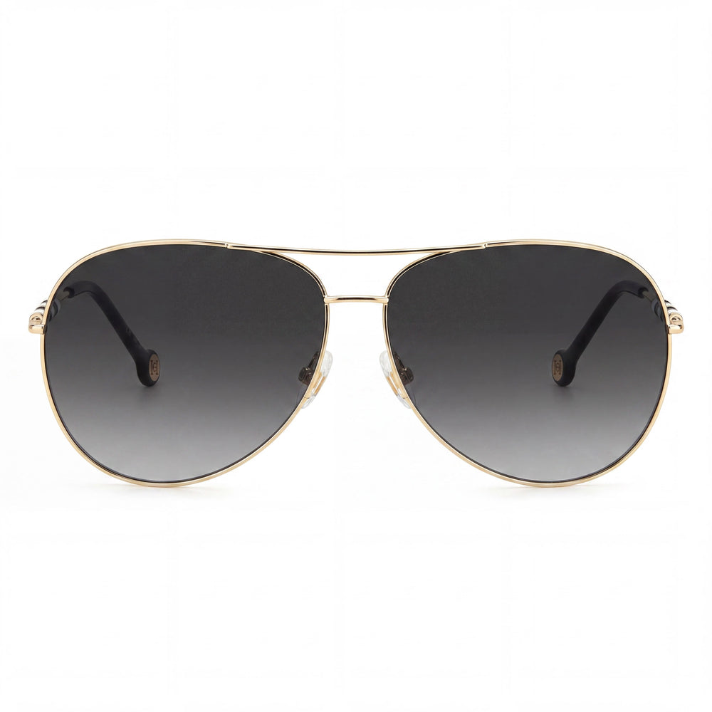 Gafas de sol Carolina Herrera Ch 0034/S para mujer, montura de acero inoxidable con degradado gris y lentes doradas, protección UV 100 %, 64 mm