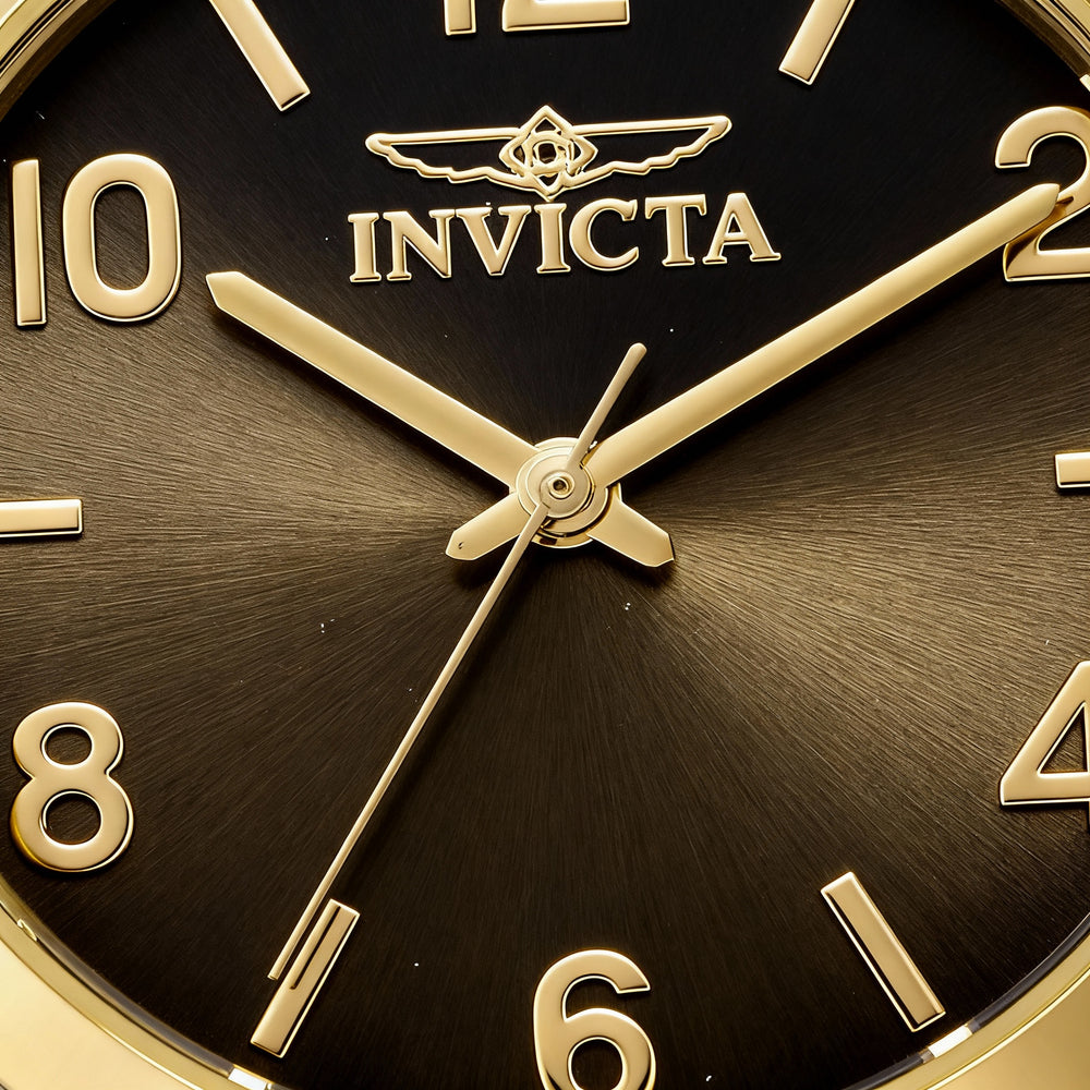 Invicta Wildflower 47277 Women's Quartz Gold-Tone Stainless Steel Watch, Black Dial, 34mm, 3 ATM