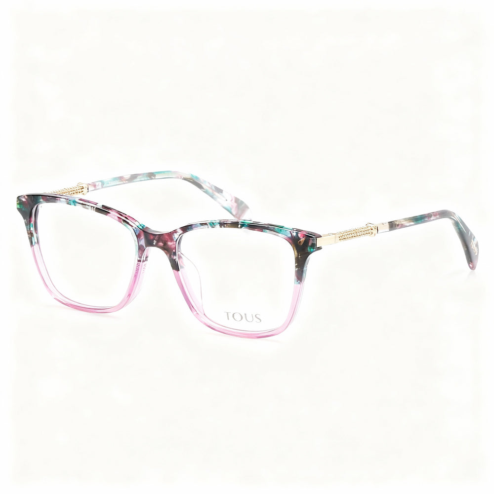 TOUS Classic Women's Acetate Optical Eyeglasses with Grey Havana Pink Frame, 52mm Lens, 17mm Bridge, 135mm Temple