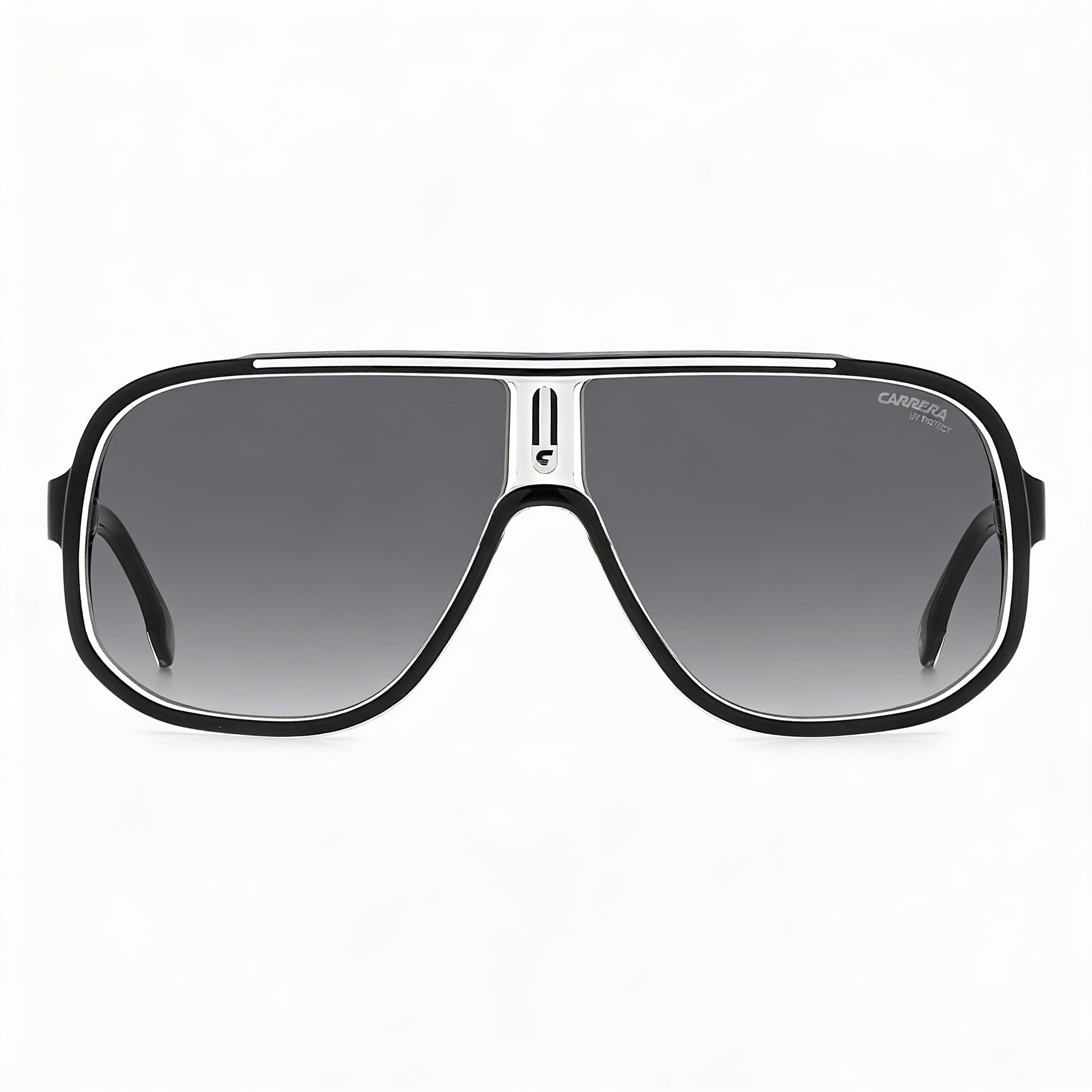 Gafas de sol Carrera modernas unisex con montura y lentes de poliamida en blanco y negro, con protección UV y no polarizadas, 63mm, Photo 3