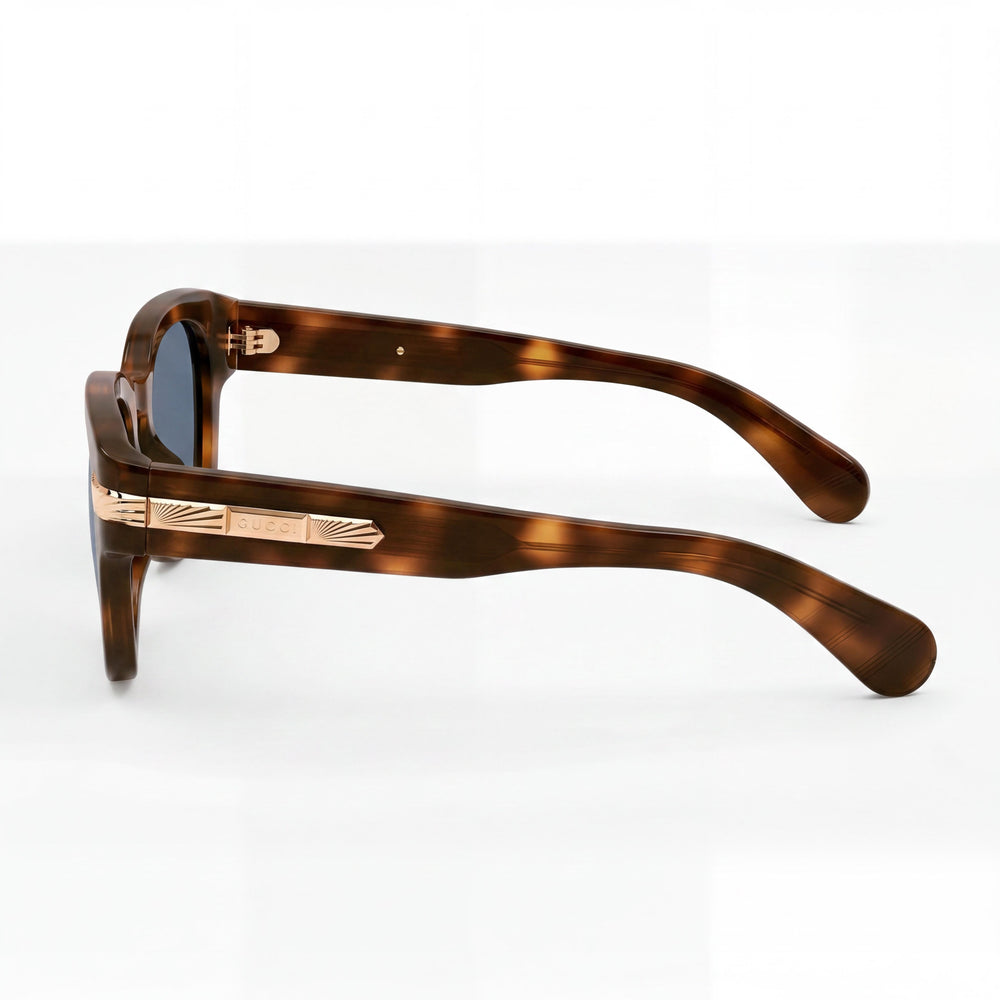Gucci Casual Men's Havana Acetate Frame Sunglasses with Blue Non-Polarized Lenses, 51mm Lens Width