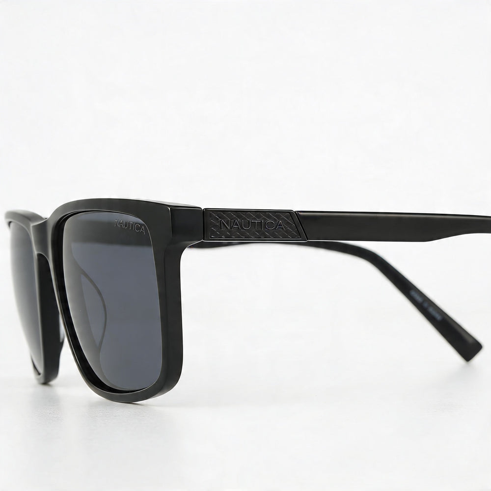 Nautica Casual Men's Sunglasses, Black White Plastic Frame, Acetate Lens, UV Protection, 56mm