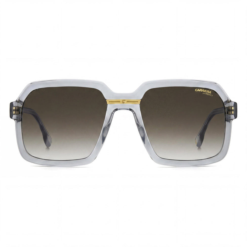 Gafas de sol Carrera Victory C 08/S cuadradas, ligeras, para hombre, de poliamida gris, con cristales verdes degradados 100% protección UV, 56 mm