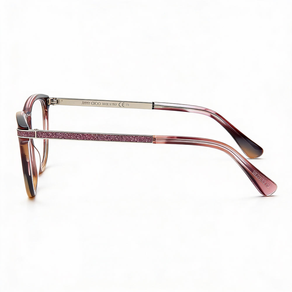 Gafas de sol modernas JIMMY CHOO para mujer con montura de acetato rosa a rayas y lentes no polarizadas, 52 mm