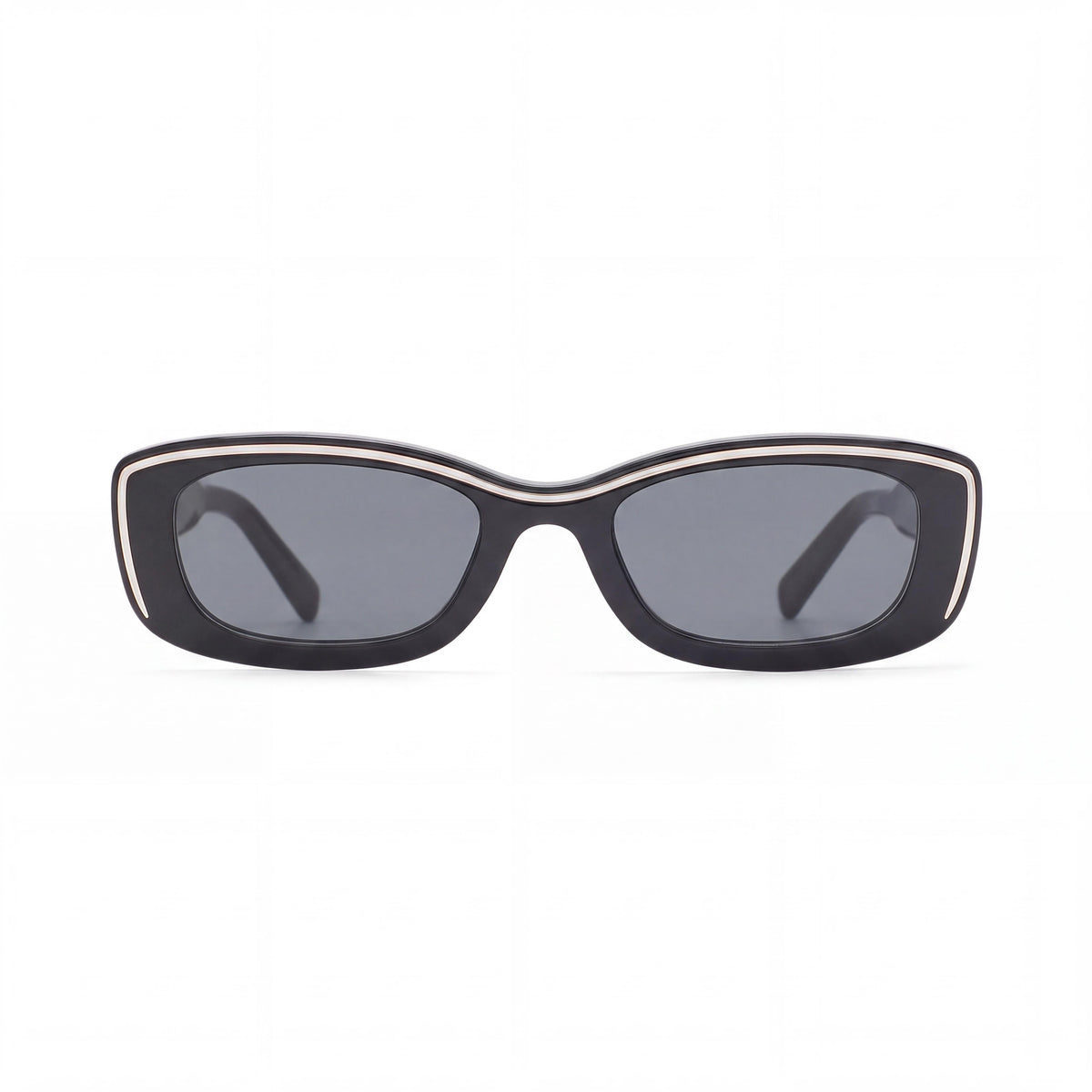 QUAY Vibe Check Slope Unisex Black White Tritan Copolyester Frame, Black Polycarbonate Lenses, 51mm, Photo 2