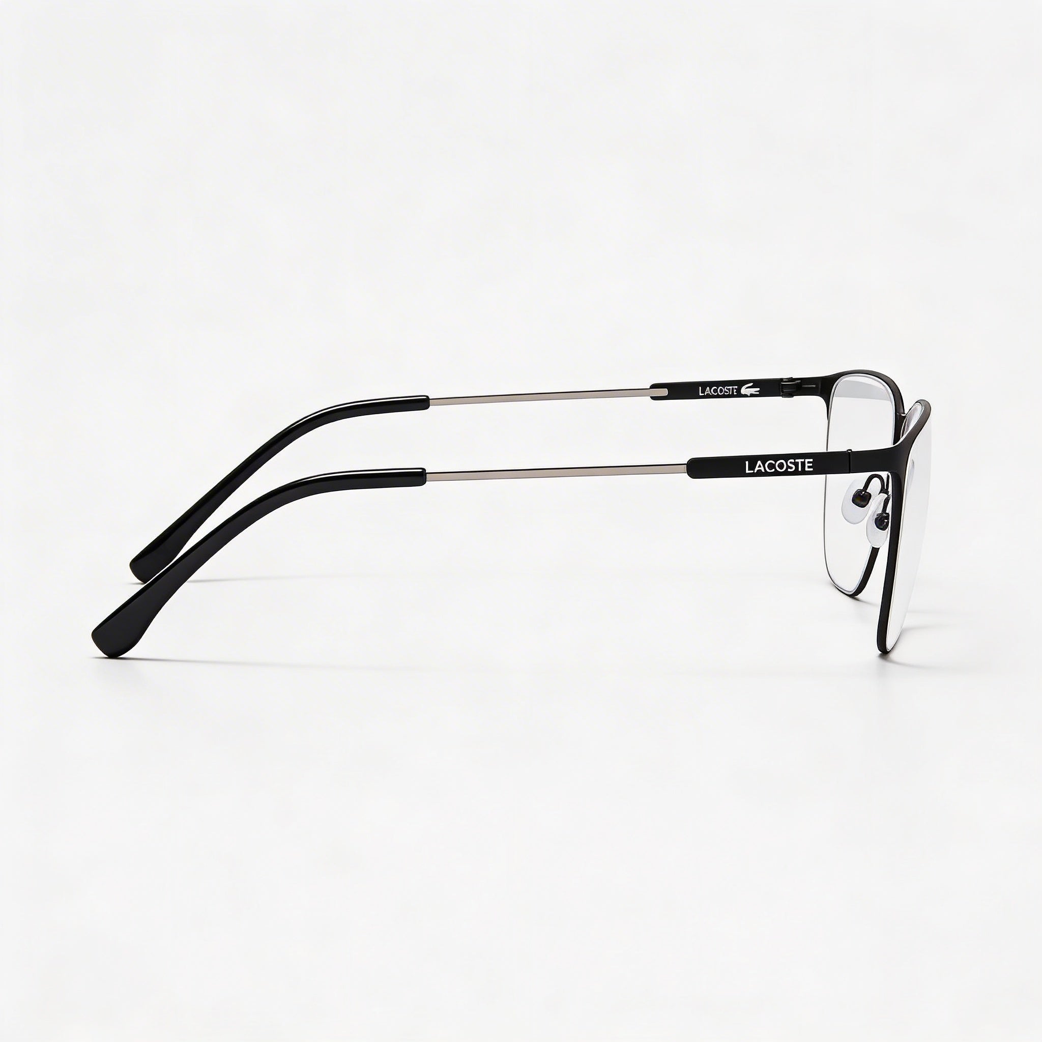 Gafas oftálmicas casuales Lacoste para hombre con montura negra mate y lentes de plástico transparentes 55-18-145, Photo 3