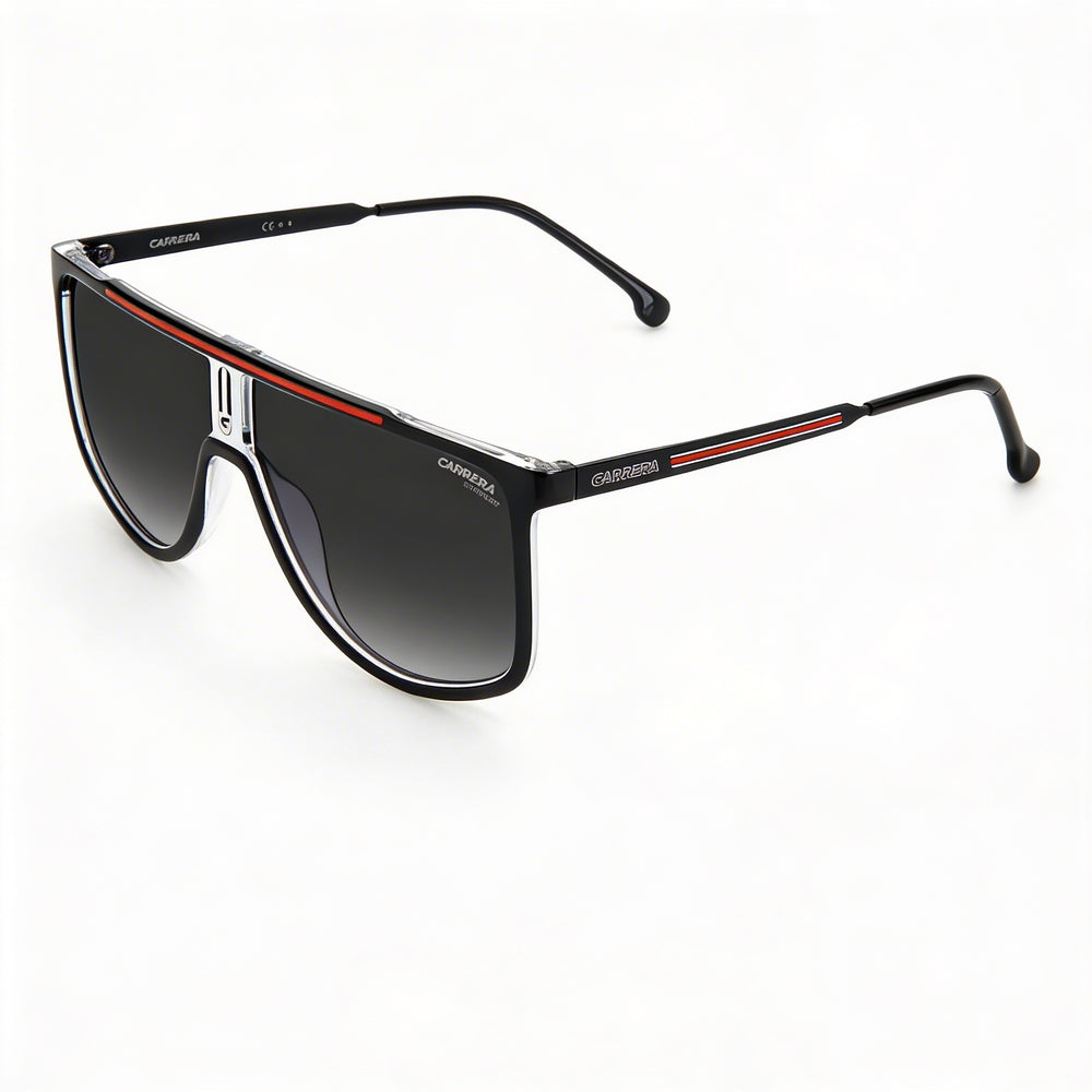Gafas de sol Carrera Contemporary para hombre con montura negra inyectada y lentes degradadas en negro, rojo y gris, 61 mm