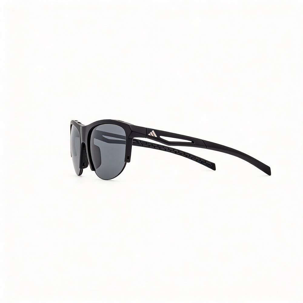 adidas Casual Unisex Matte Black Plastic Frame Sunglasses with Smoke Lenses, UV Protection, Size 66-8-130