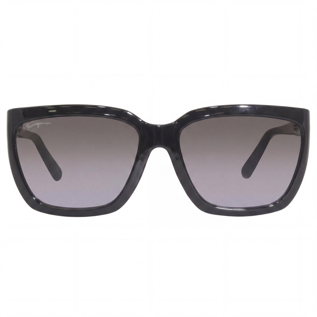 Gafas de sol Ferragamo Classic para mujer, acetato brillante negro, montura completa, lentes grises degradadas, 59 mm, Photo 2