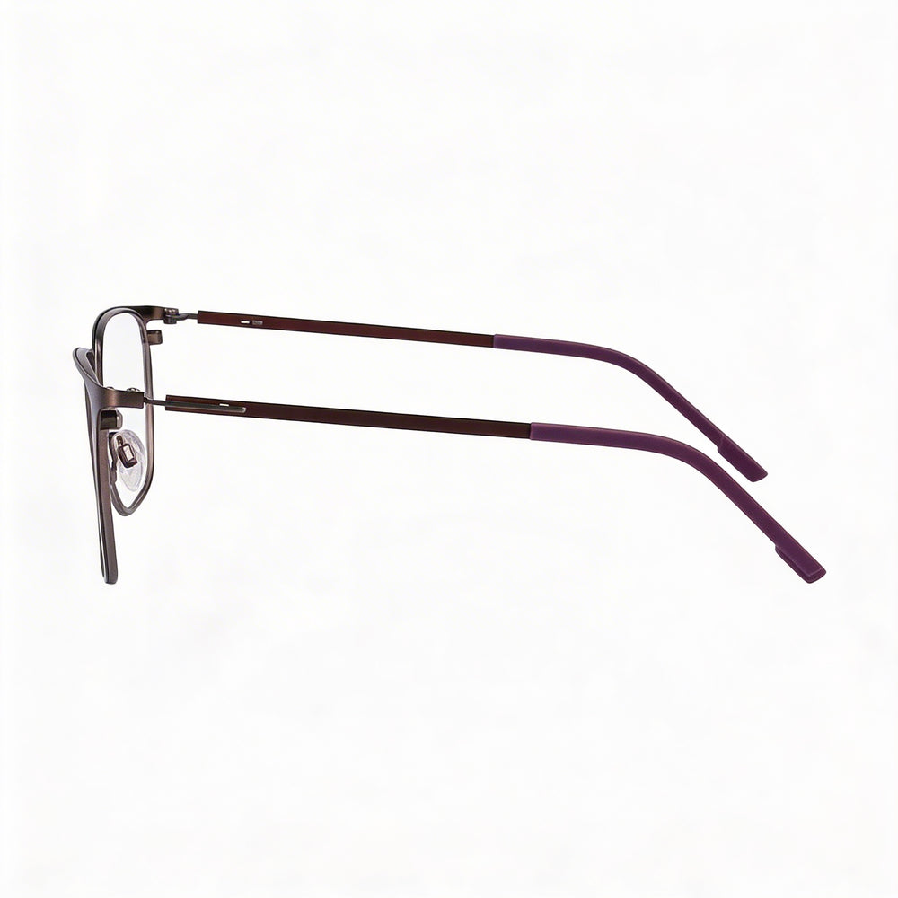 Gafas de vista Flexon E1143 para hombre con montura metálica de 54 mm, color gris plomo mate y ciruela medianoche