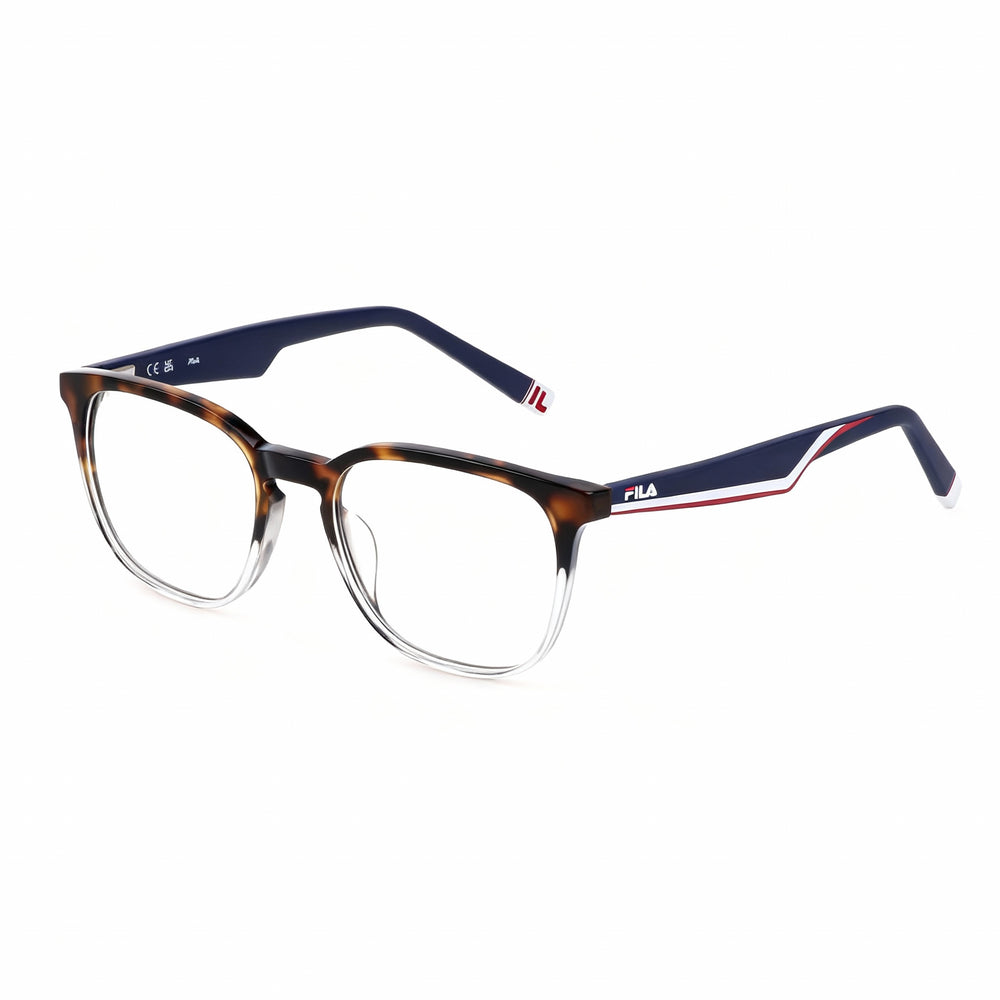 Fila VFI454 Women's Classical Stainless Steel Frame Eyeglasses, Shiny Havana, 53mm