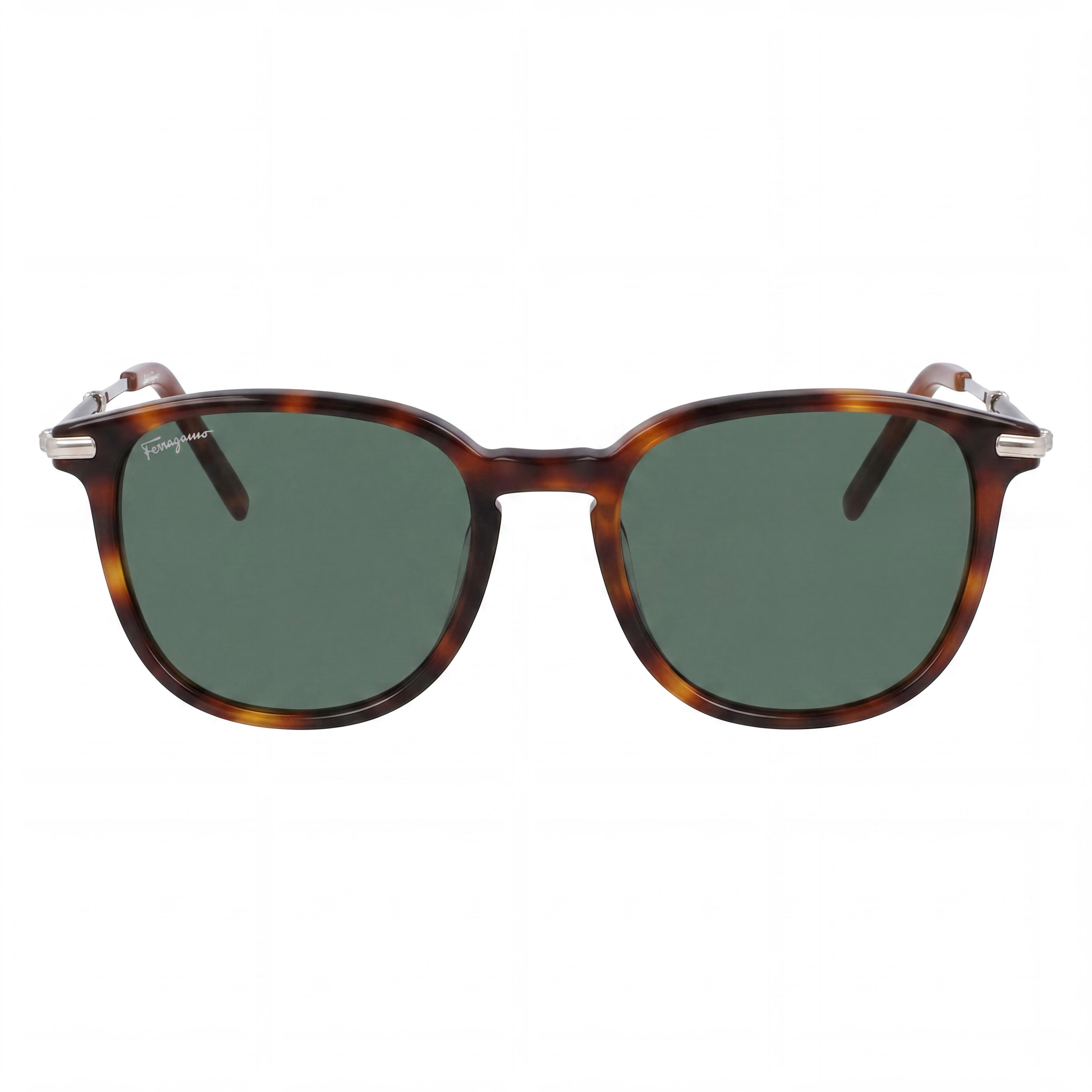 Salvatore Ferragamo Gafas de Sol Unisex Cuadradas de Acetato Tortoiseshell SF 1015S con Lentes Verdes Protección UV 52mm, Photo 2